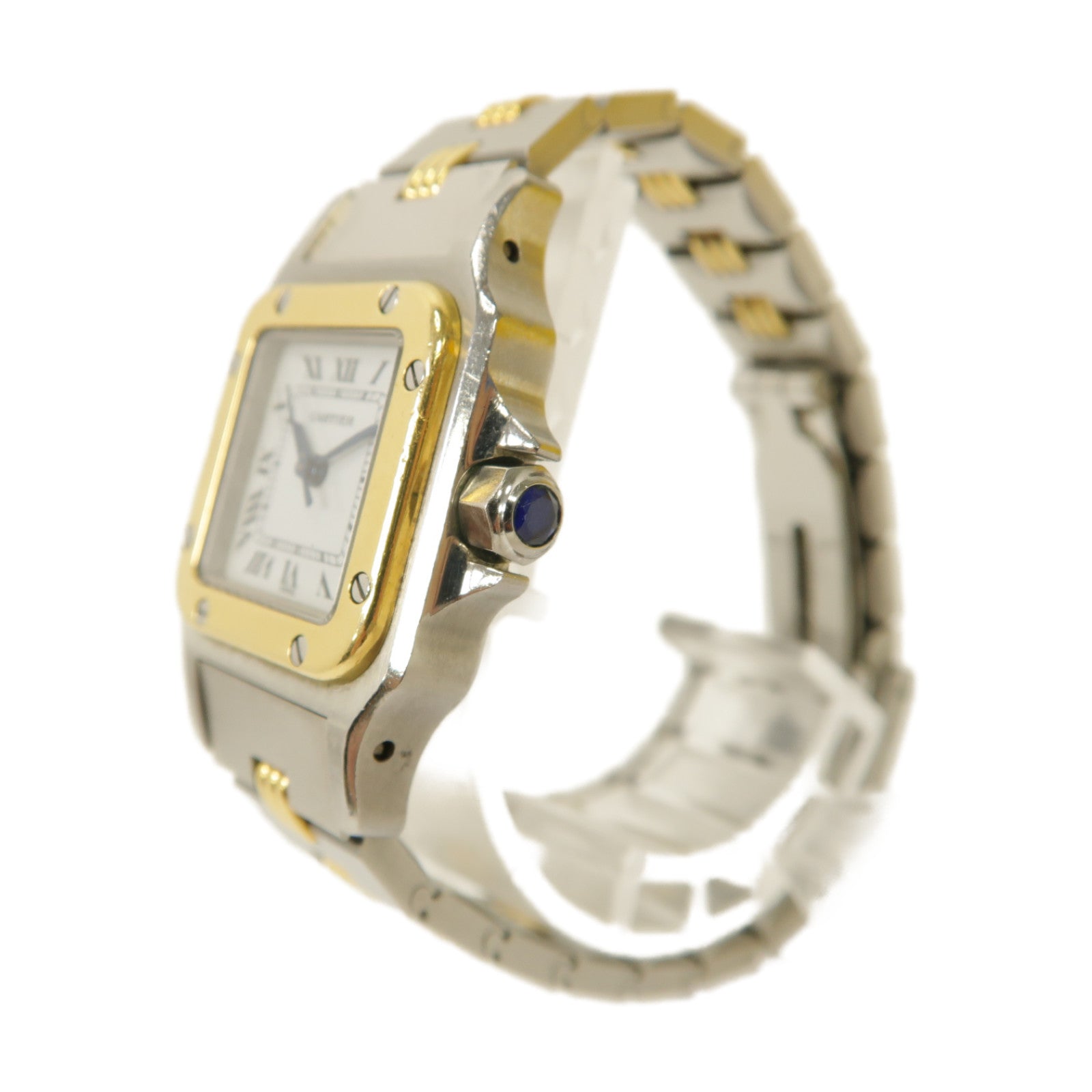 CARTIER Santos 18K黃金/不鏽鋼手錶自動機芯白色
