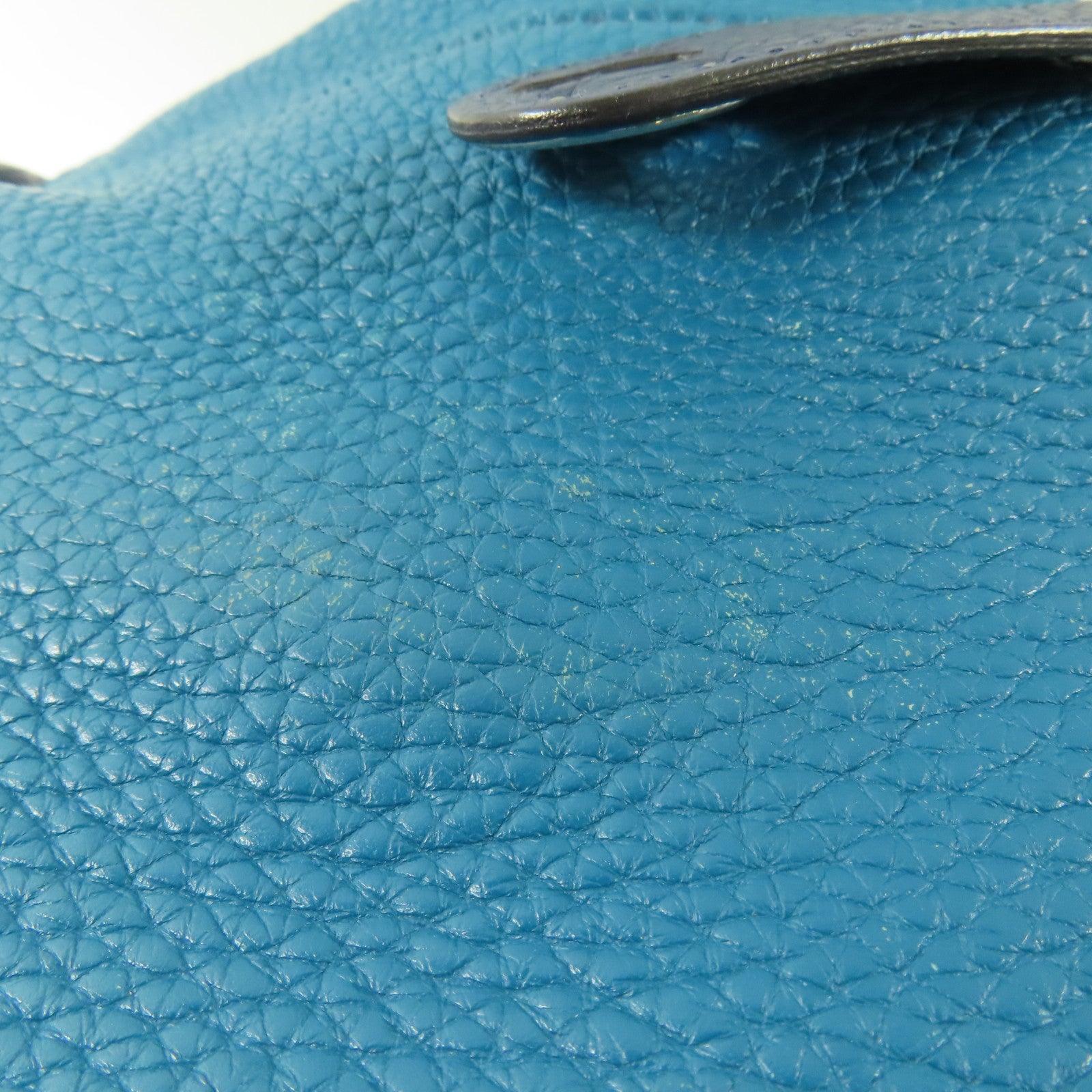 HERMES Clemence皮革Lindy 30銀扣肩背袋Bleu Izmir