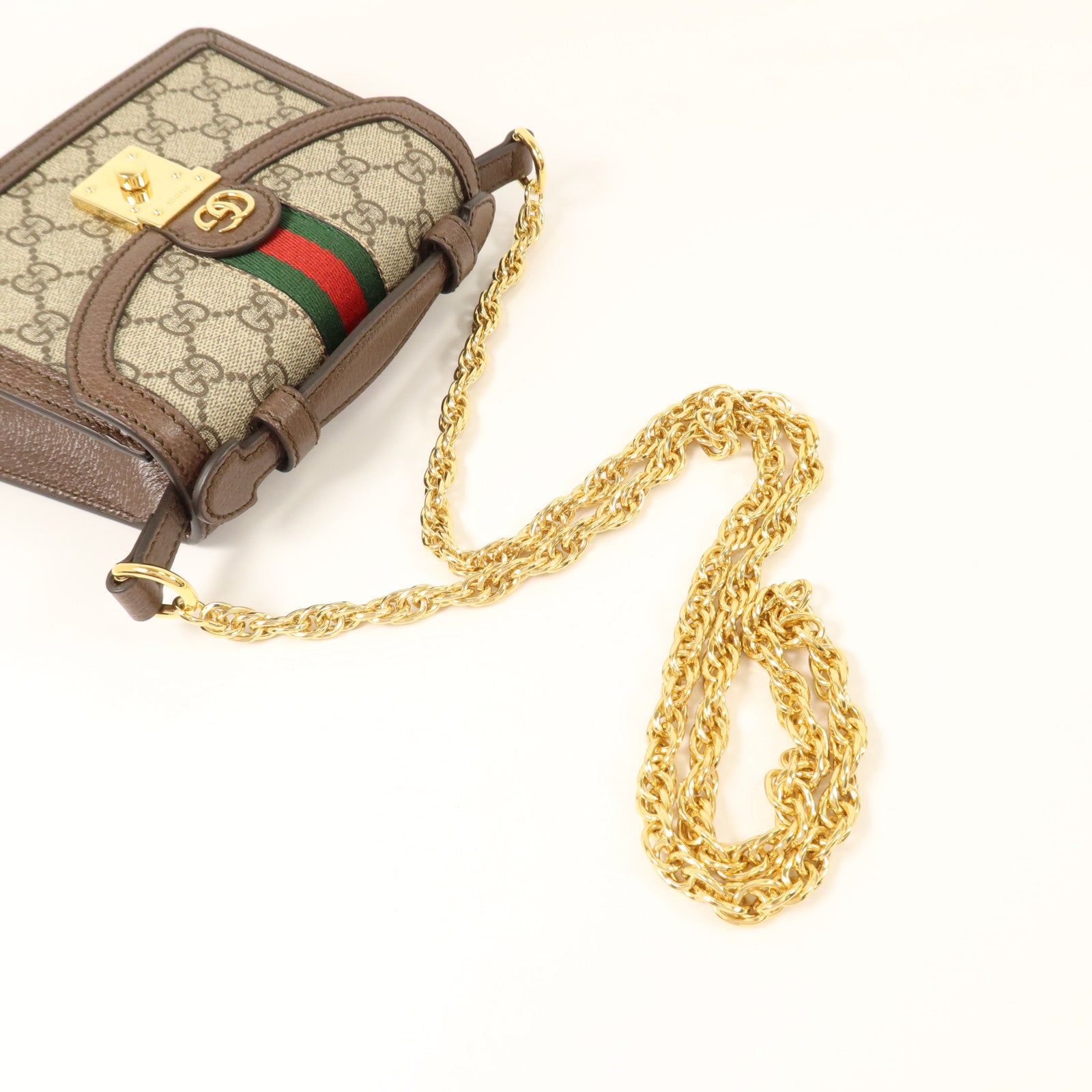 GUCCI 塗層帆布Ophidia GG Mini金扣手挽肩背兩用袋