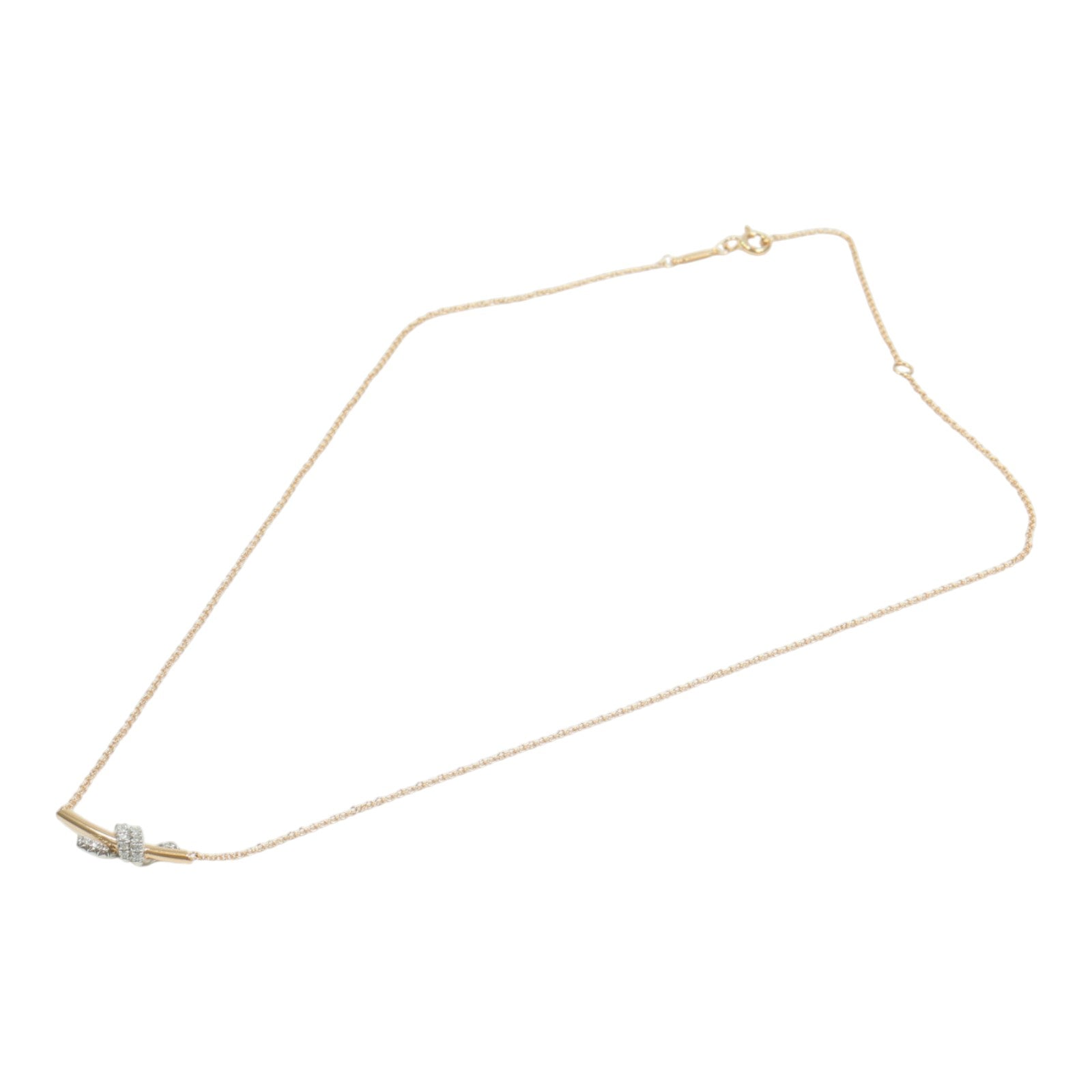 TIFFANY＆CO PT950鉑金/18K玫瑰金Knot Necklace項鍊