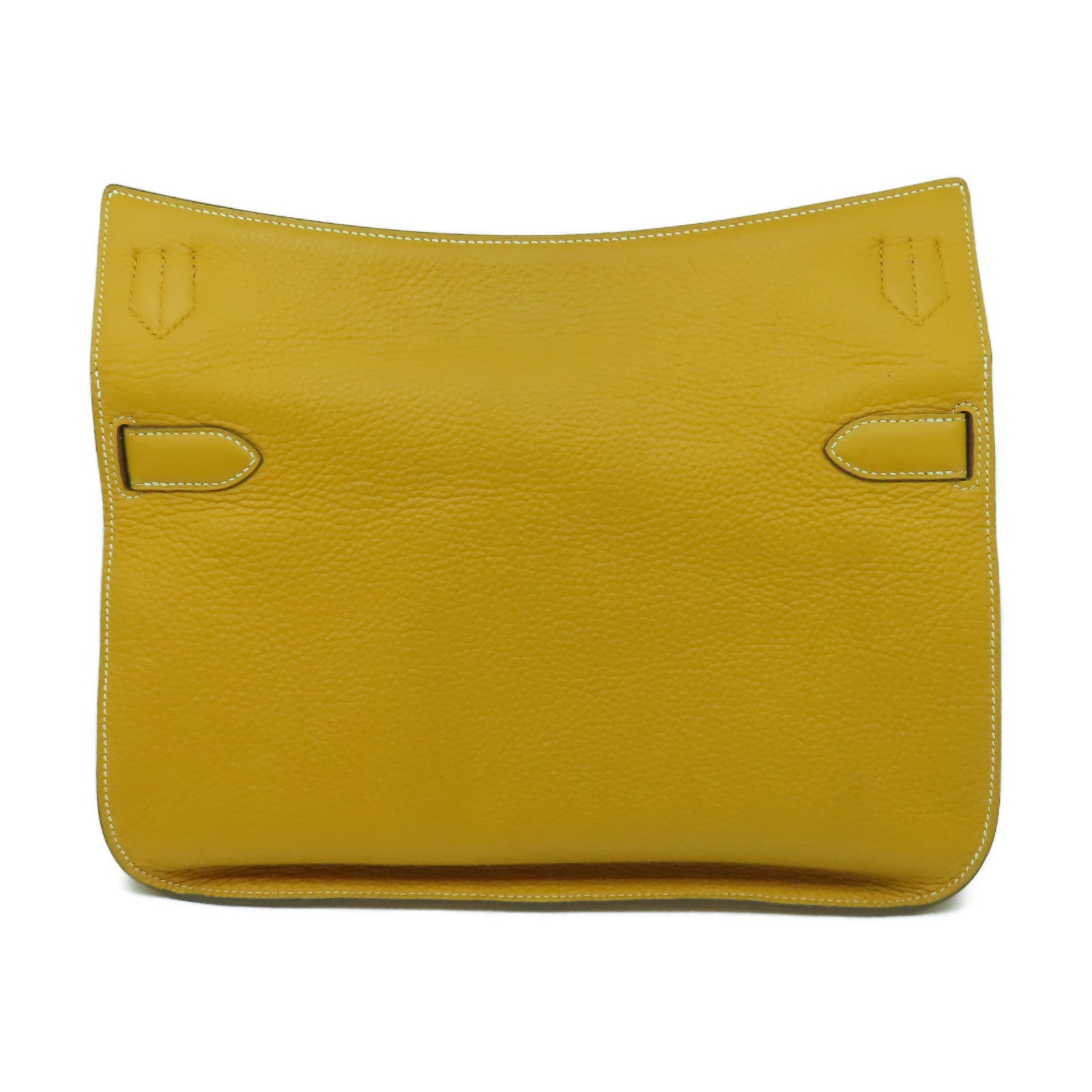 HERMES 【清倉大減價】Clemence皮革Jypsiere 34銀扣肩背袋Jaune d'Or黃色