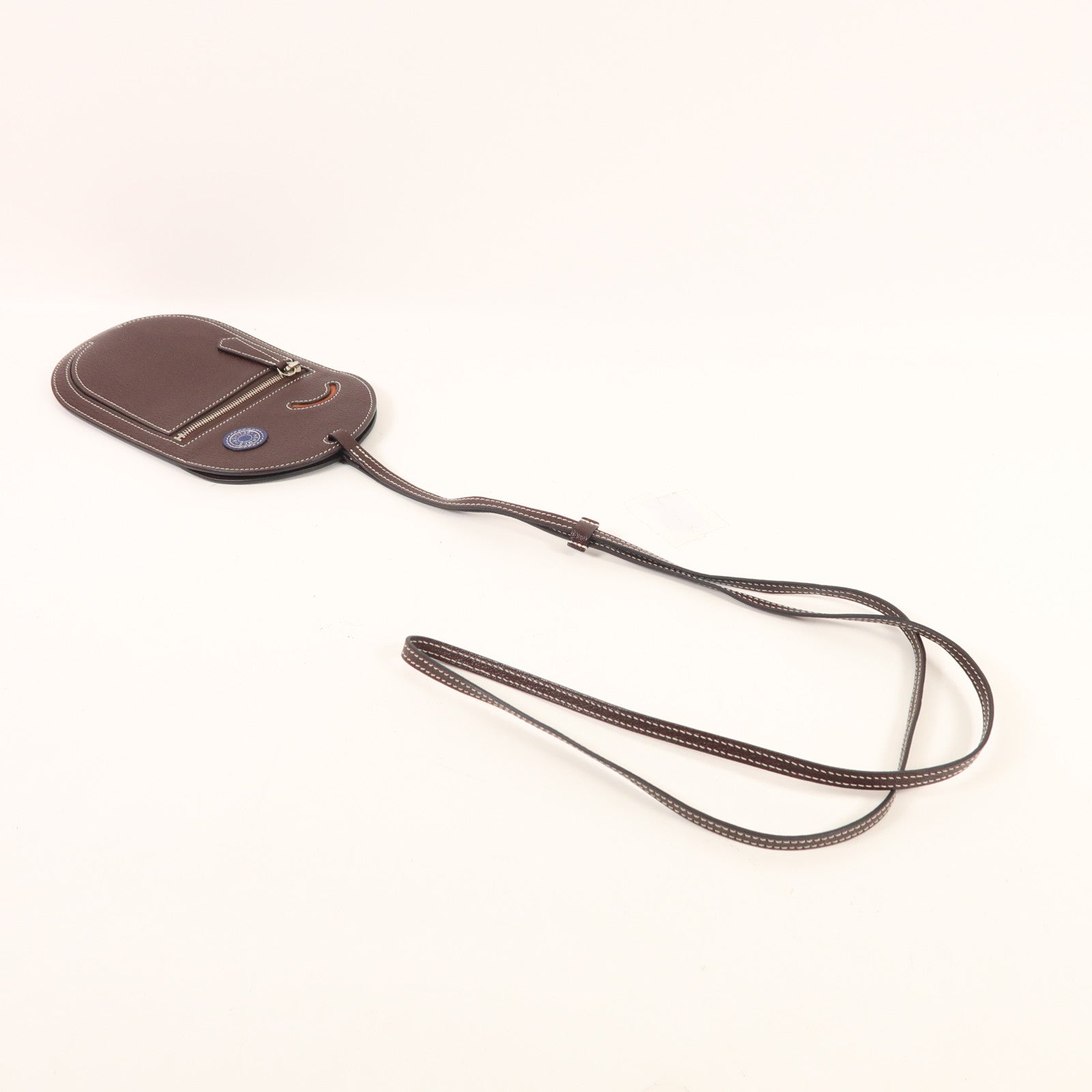 HERMES 【激減優惠】Mysore皮革In The Loop Phone To Go Wink GM銀扣肩背袋Rouge Sellier