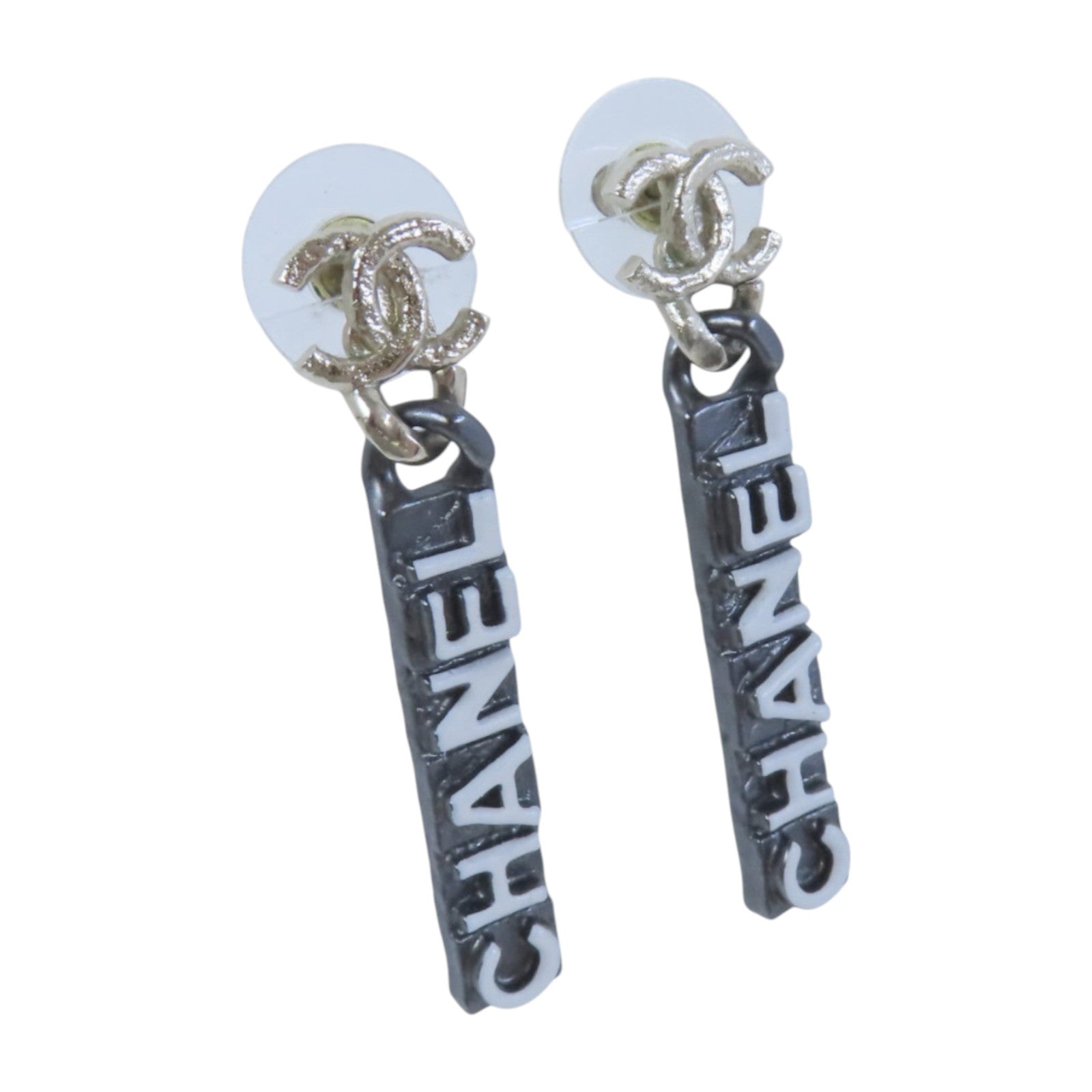 CHANEL 金屬/PVC Earrings金扣耳環
