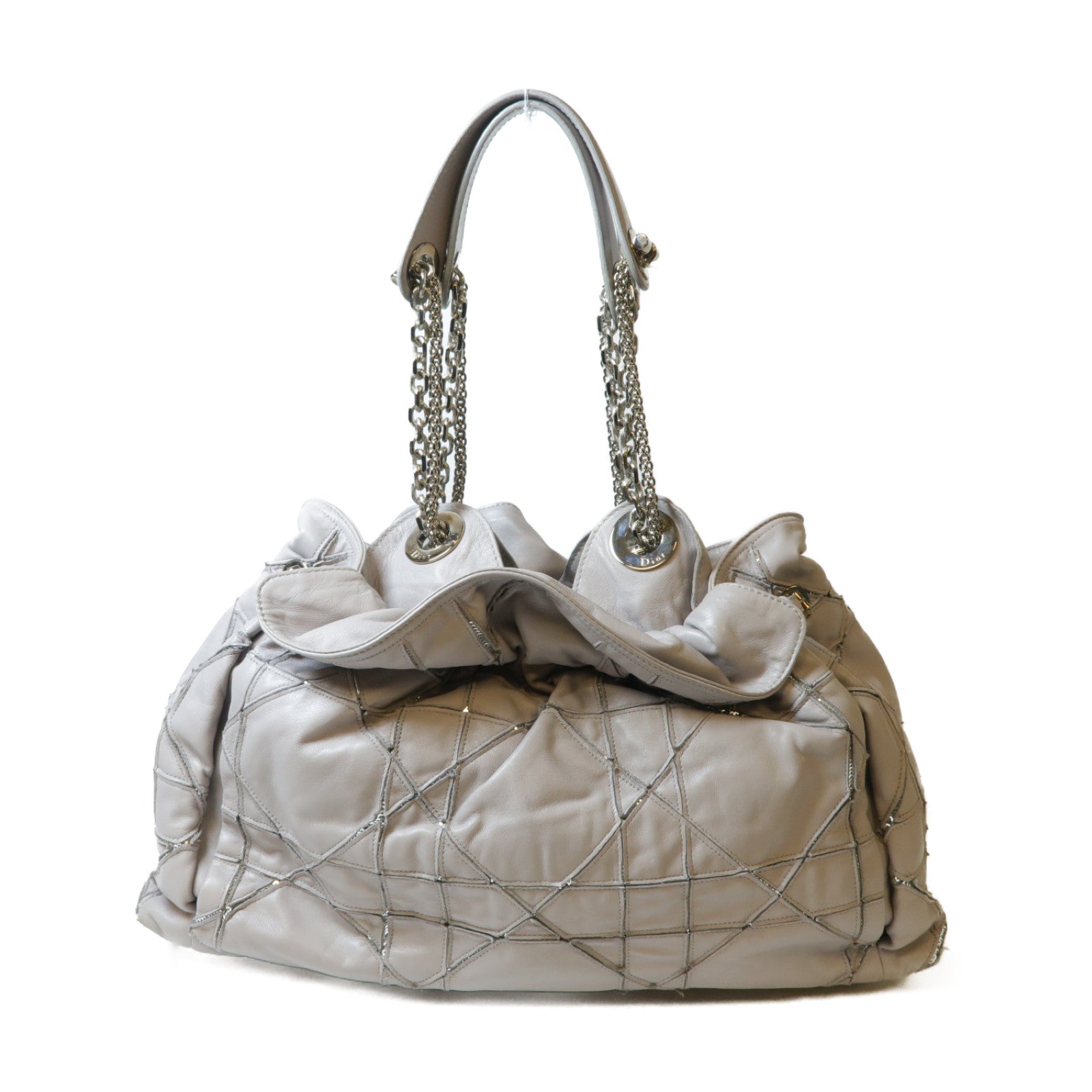 Dior 【激減優惠】皮革Chain Shoulder銀扣鏈帶肩背袋淺紫色