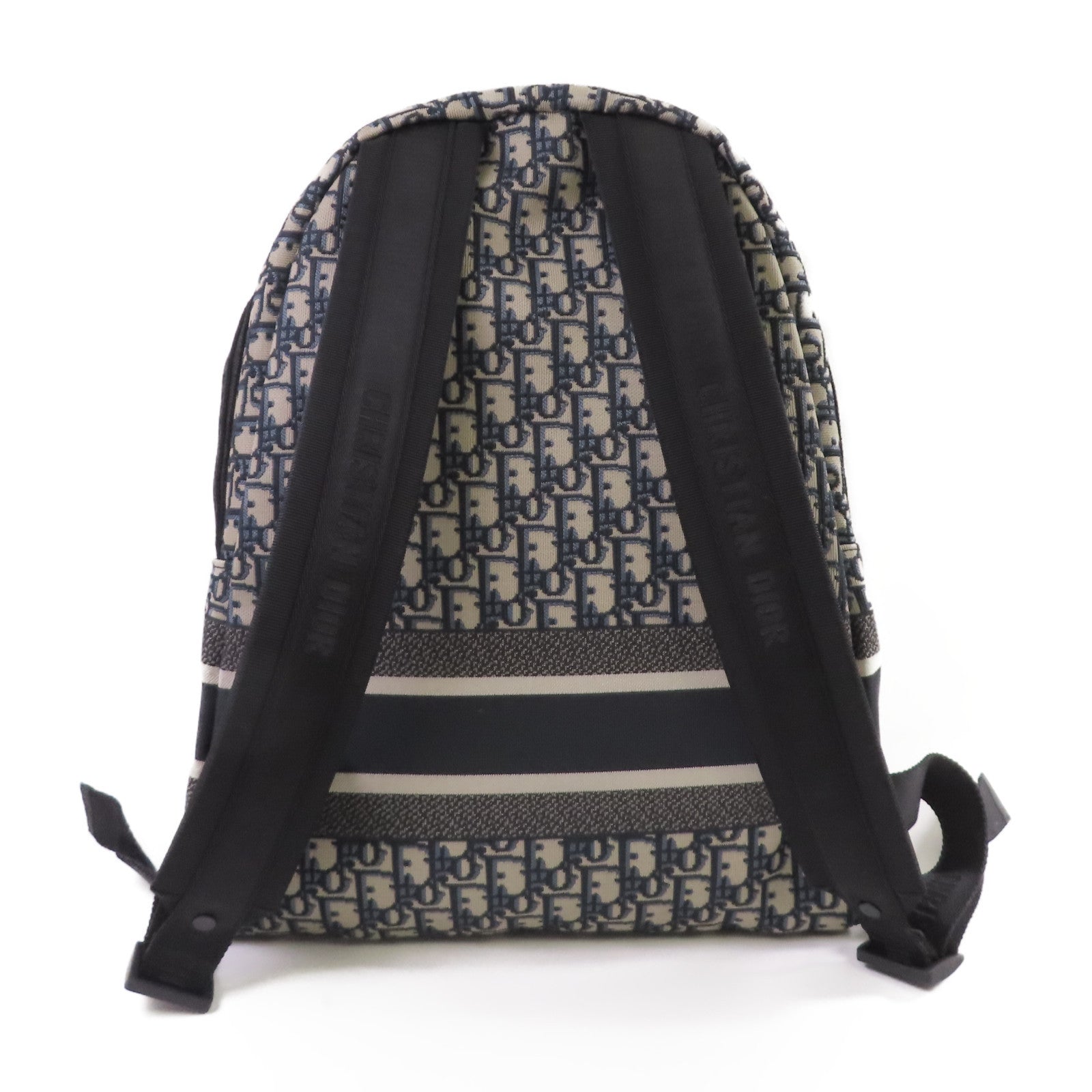 Dior Oblique帆布Diortravel Backpack銀扣背包啡色/藍色
