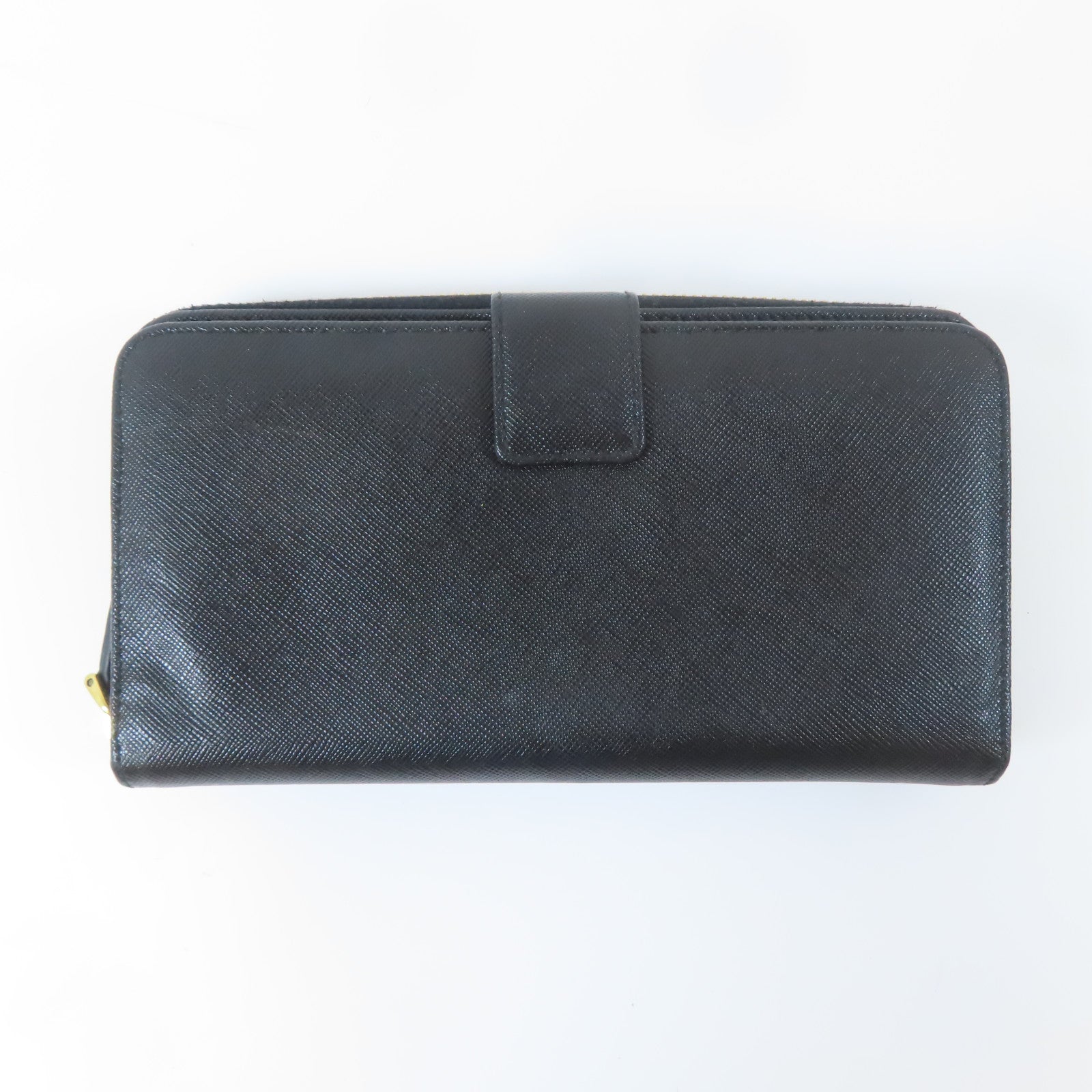 PRADA Saffiano皮革Long Wallet金扣長錢包黑色