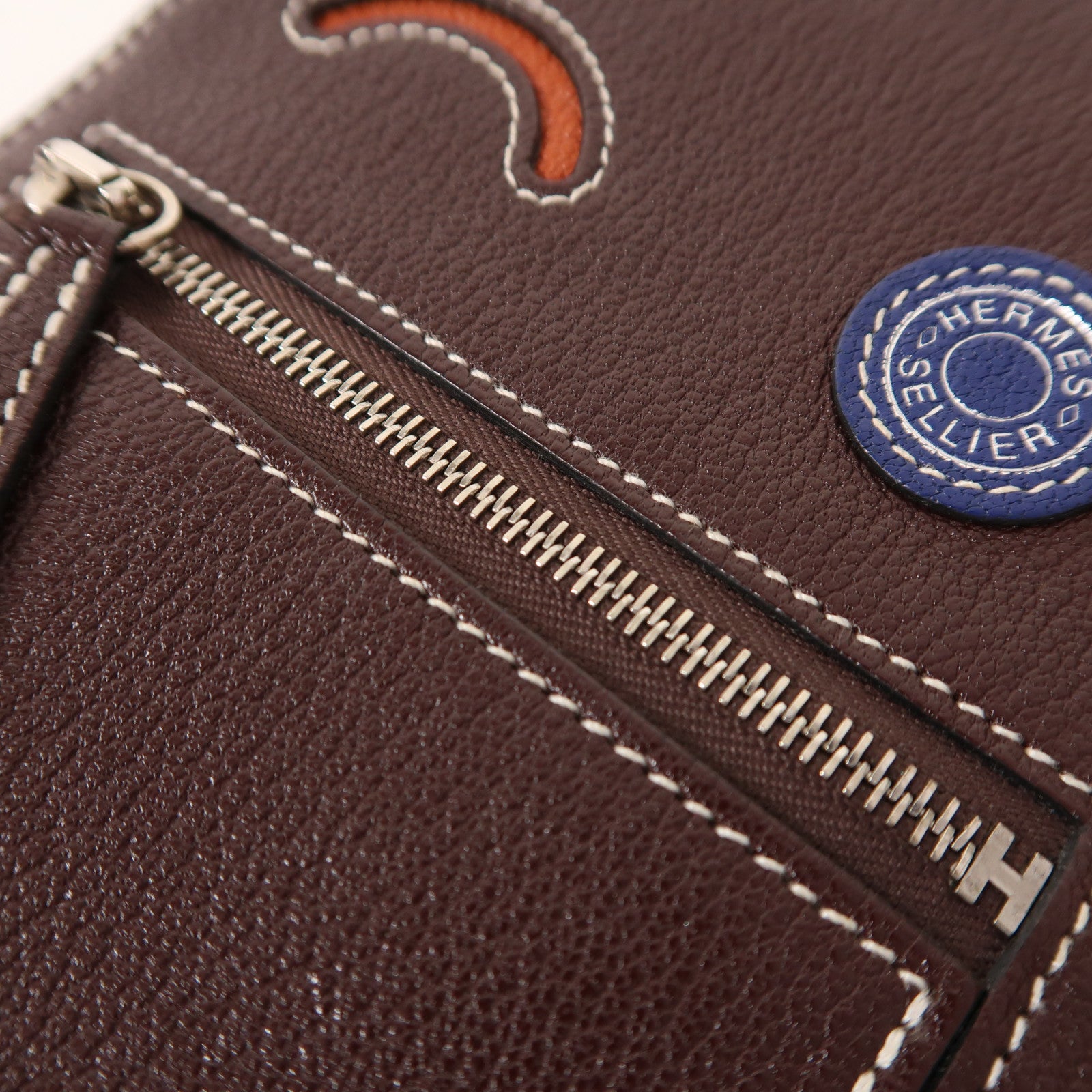 HERMES 【激減優惠】Mysore皮革In The Loop Phone To Go Wink GM銀扣肩背袋Rouge Sellier
