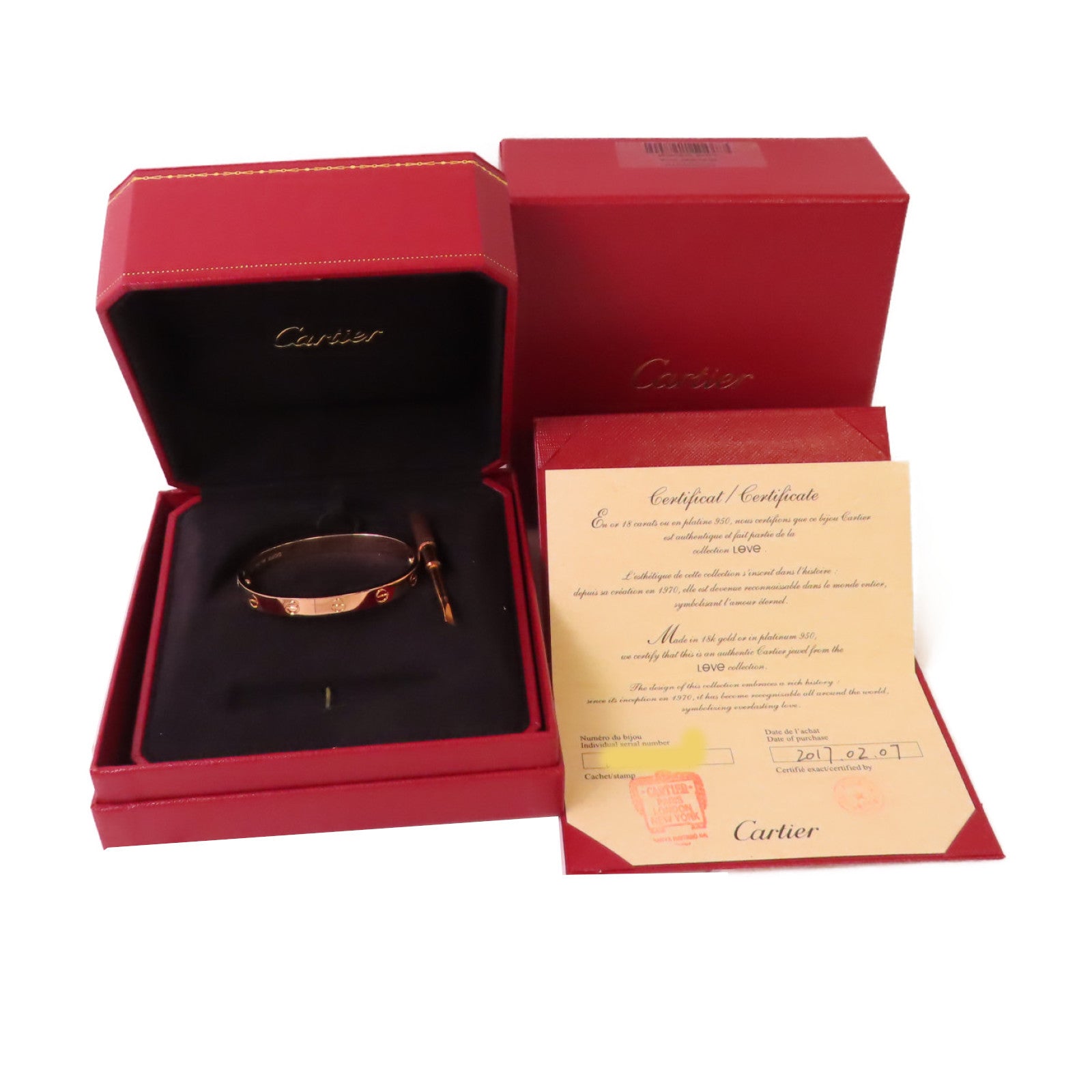 CARTIER Love Bracelet Bangle Cartie#16 B6081417 18K Rose Gold
