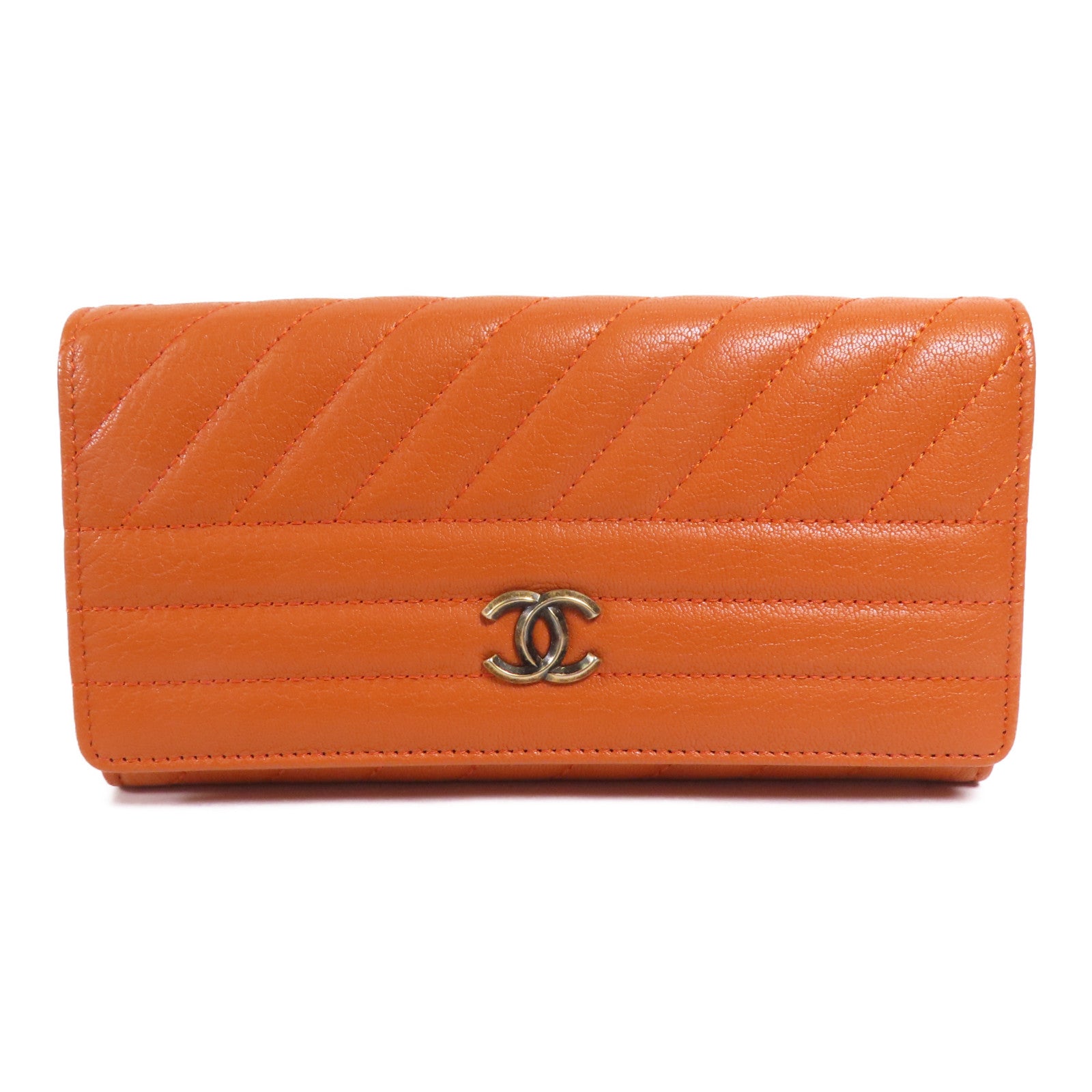 CHANEL 牛皮皮革Long Wallet金扣長錢包