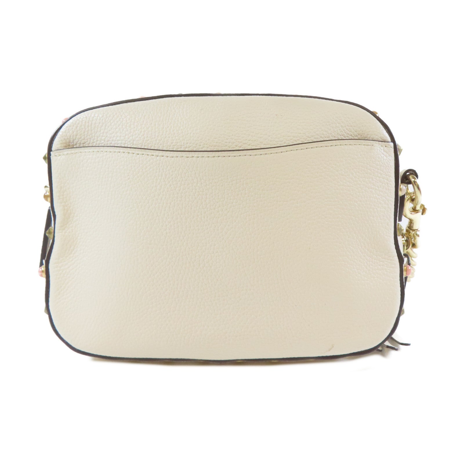 COACH 牛皮皮革Shoulder Bag金扣肩背袋米色