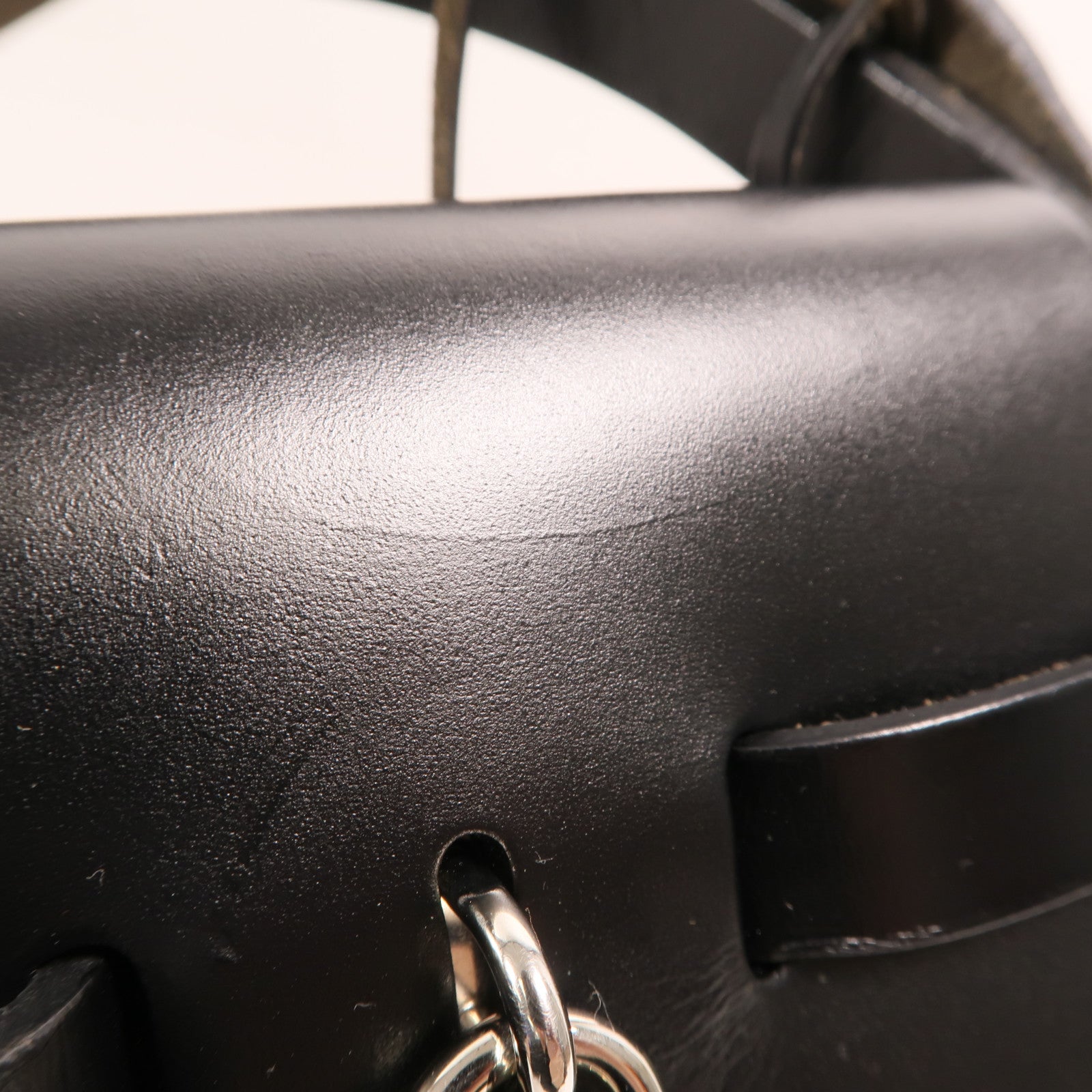 HERMES 帆布Herbag PM銀扣手挽肩背兩用袋Etoupe