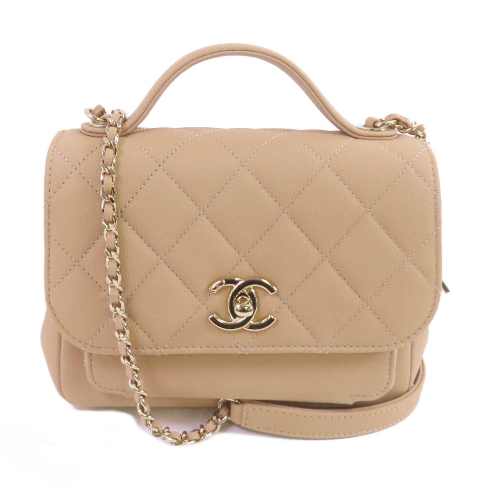 CHANEL 牛皮皮革Business Affinity Small金扣手挽肩背兩用袋