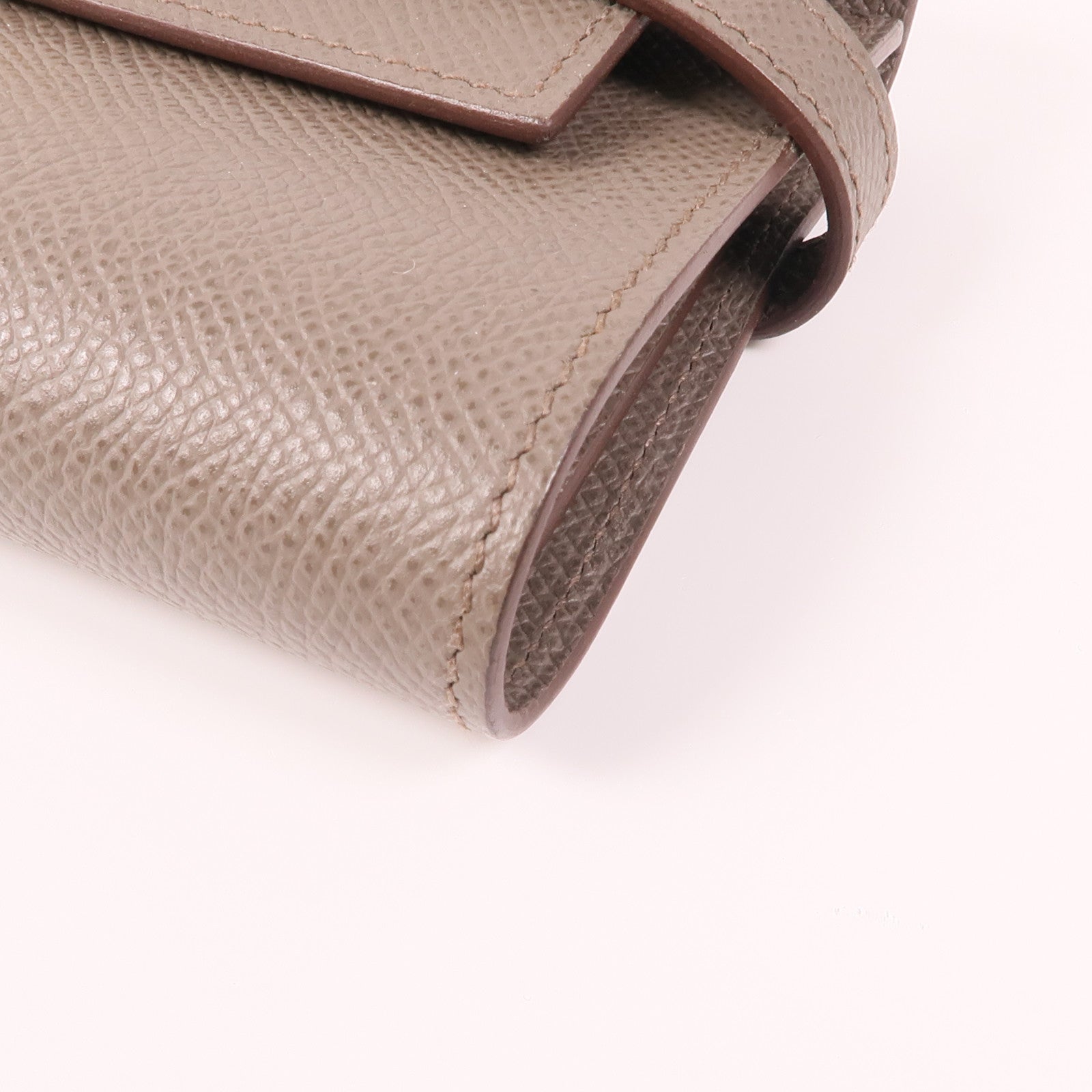 HERMES GHW Kelly Wallet Veau Epsom Leather Etain Gray