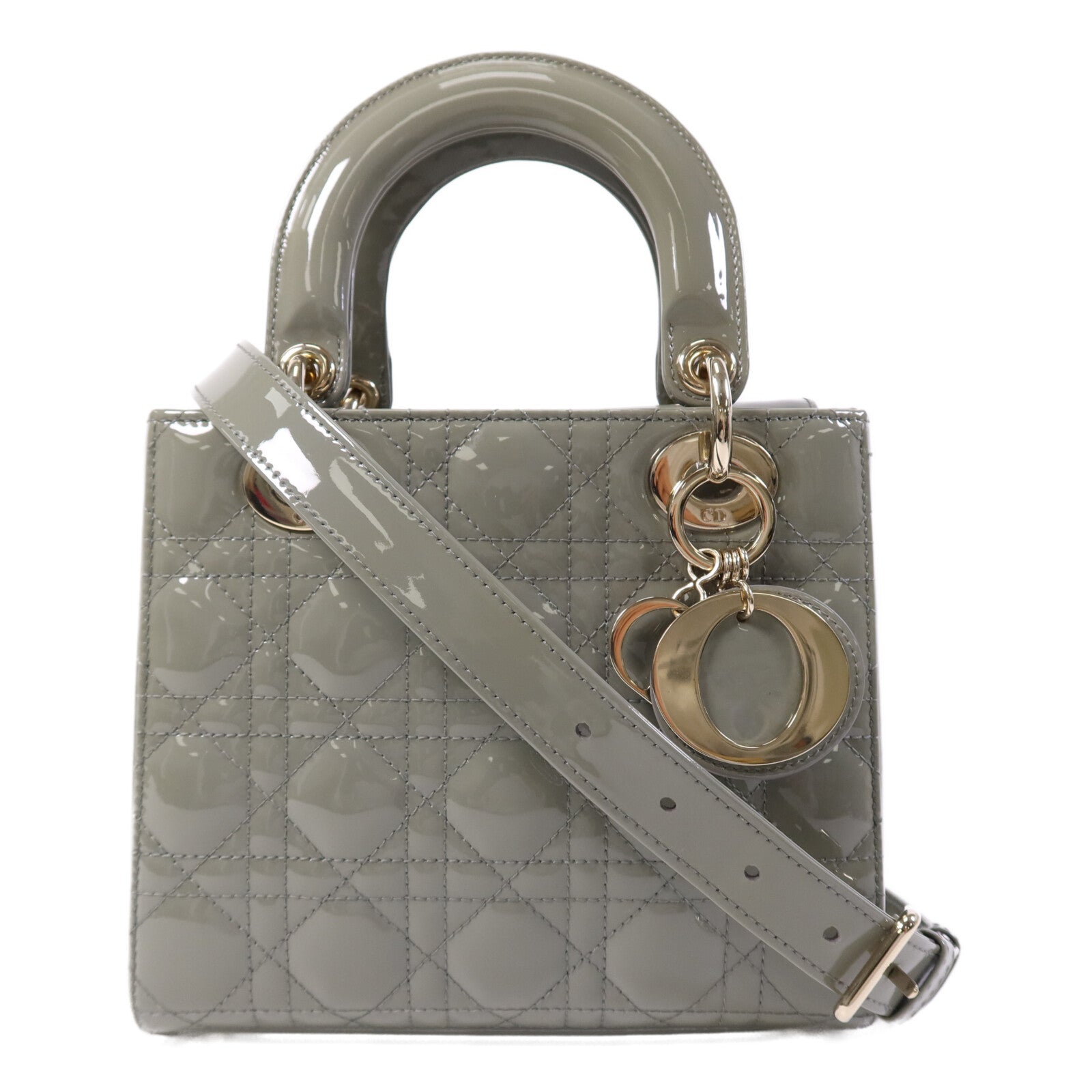 Dior 漆皮皮革Lady Dior Small金扣手挽肩背兩用袋