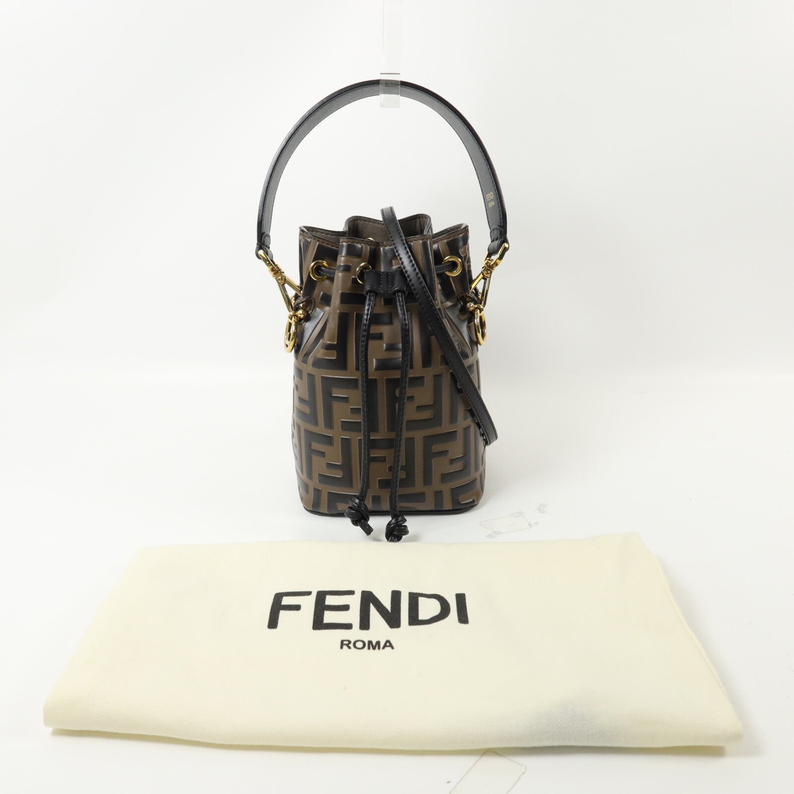 FENDI 牛皮皮革Mon Tresor Mini手挽肩背兩用袋