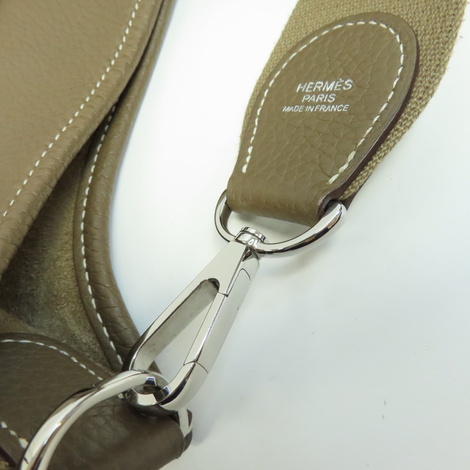 HERMES Clemence皮革Evelyne PM銀扣肩背袋啡色