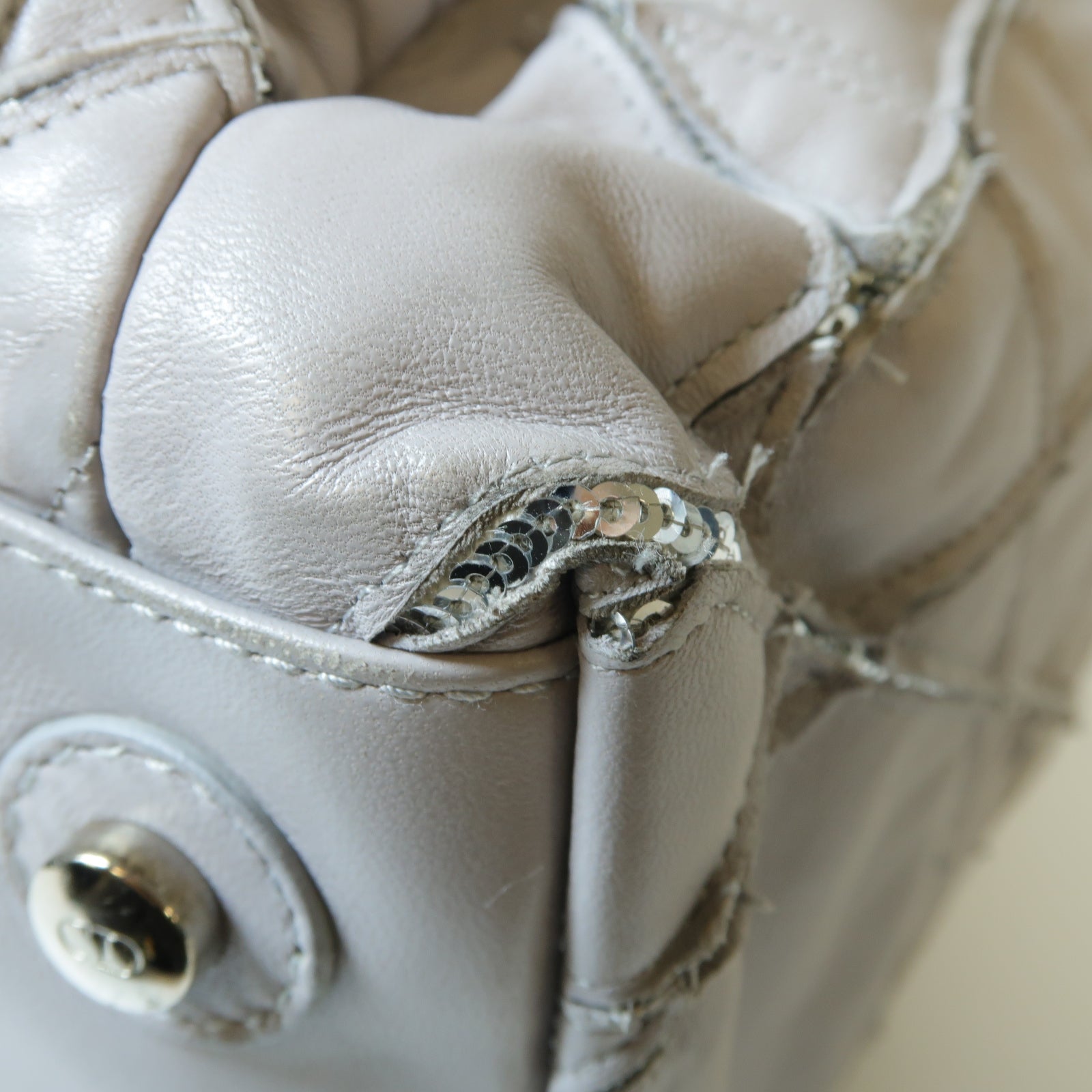 Dior 【激減優惠】皮革Chain Shoulder銀扣鏈帶肩背袋淺紫色