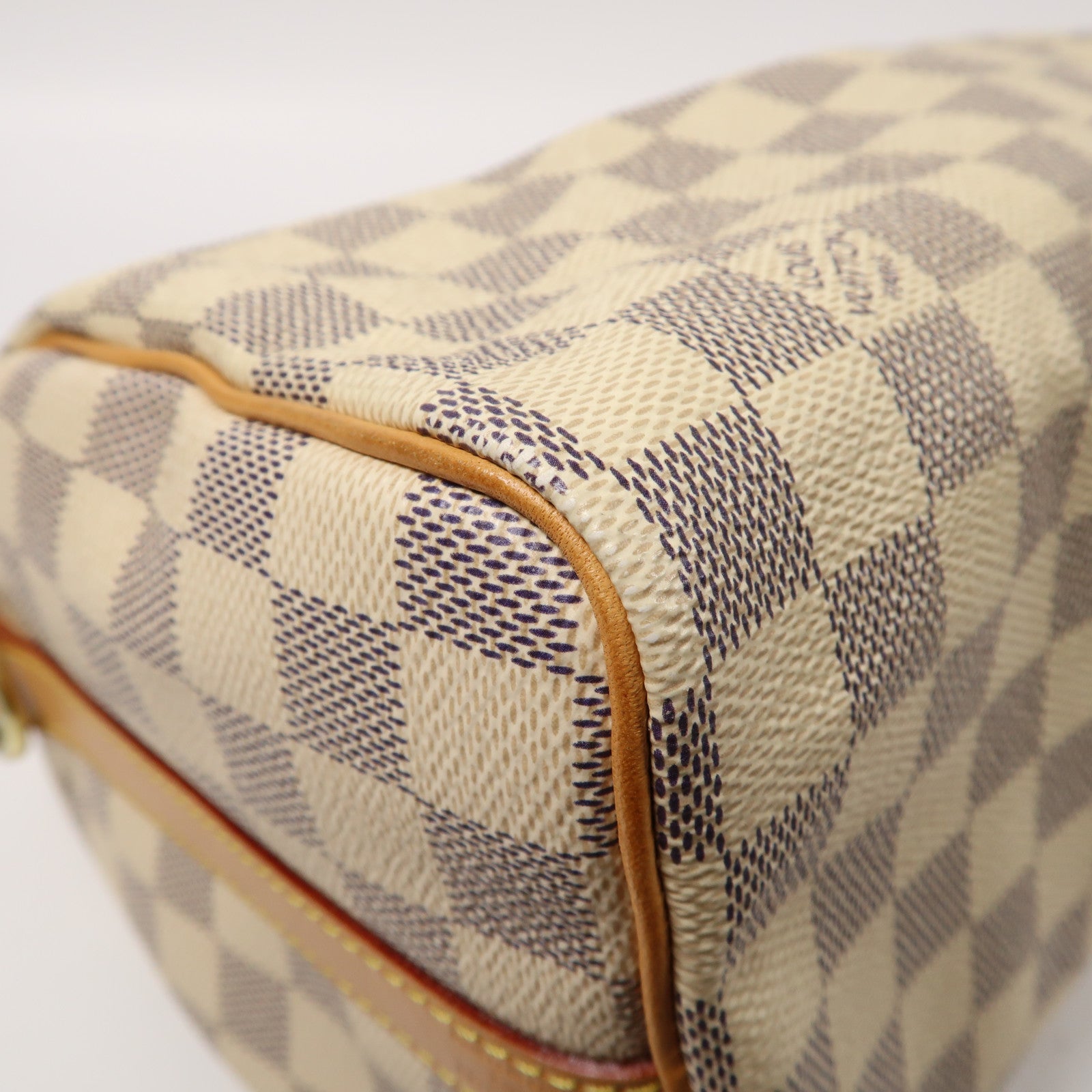 LOUIS VUITTON Damier Azur Speedy Bandoulière 25金扣手挽肩背兩用袋白色