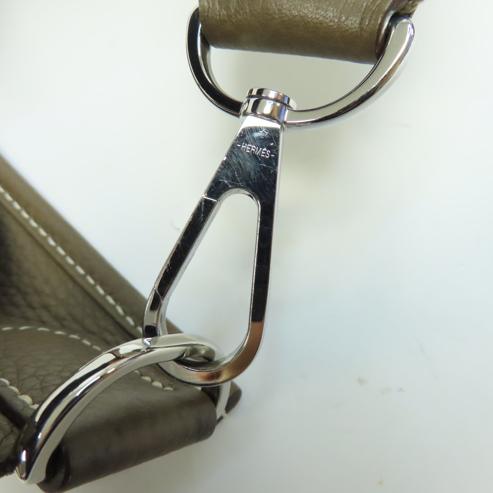 HERMES Clemence皮革Evelyne PM銀扣肩背袋啡色