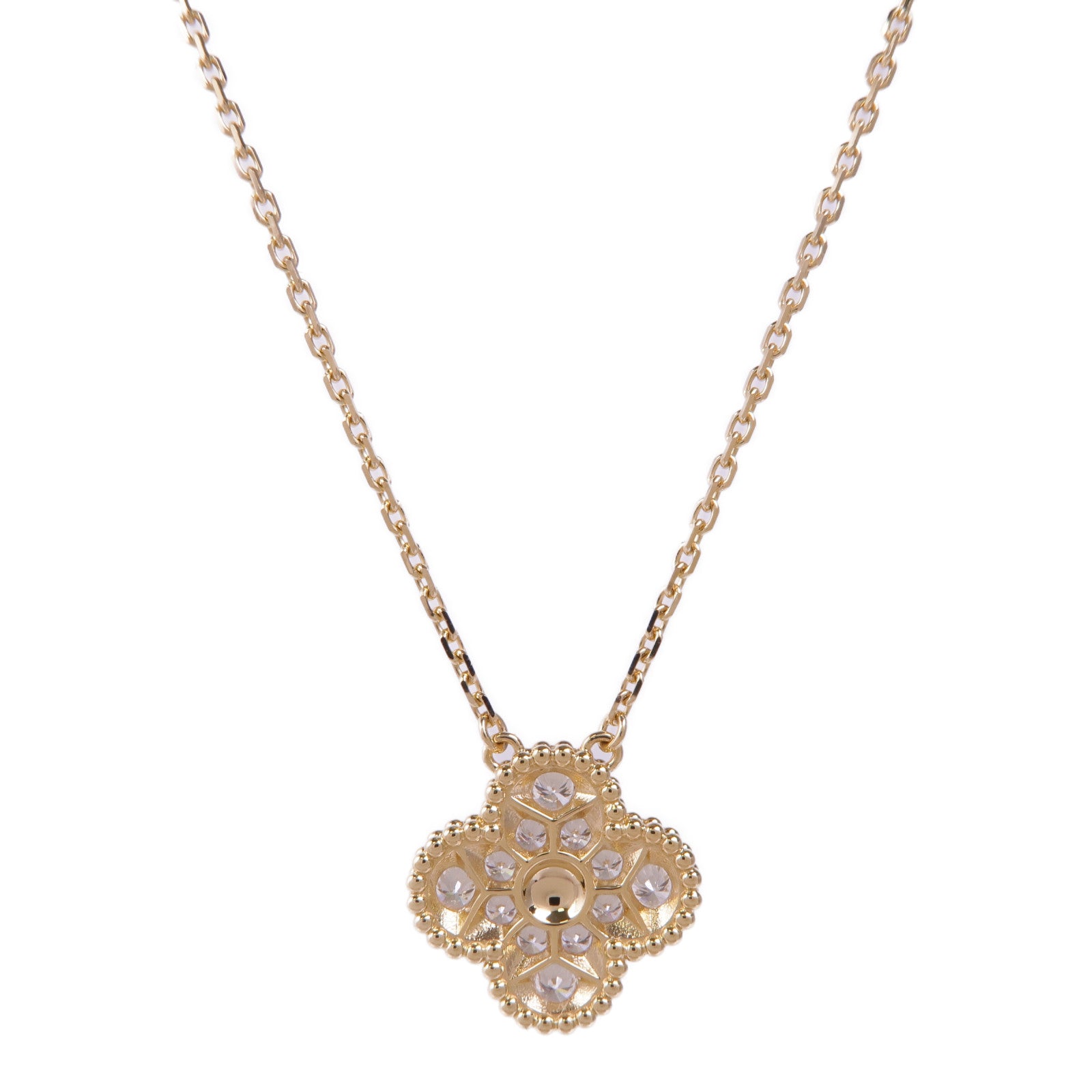 Van Cleef & Arpels 18K黃金Vintage Alhambra Diamond Pendant鑽石項鍊