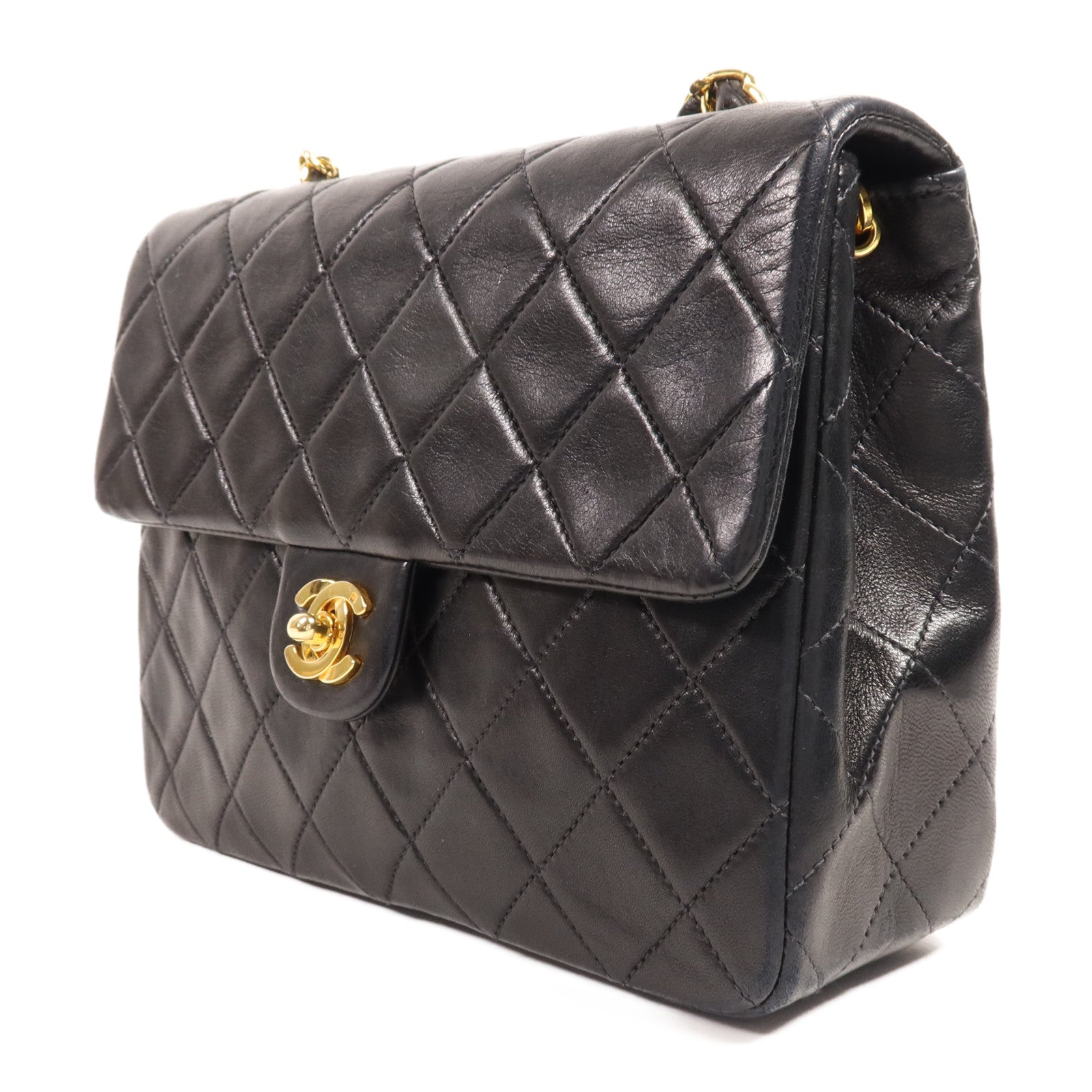 CHANEL 羊皮皮革Vintage Bag金扣鏈帶肩背袋