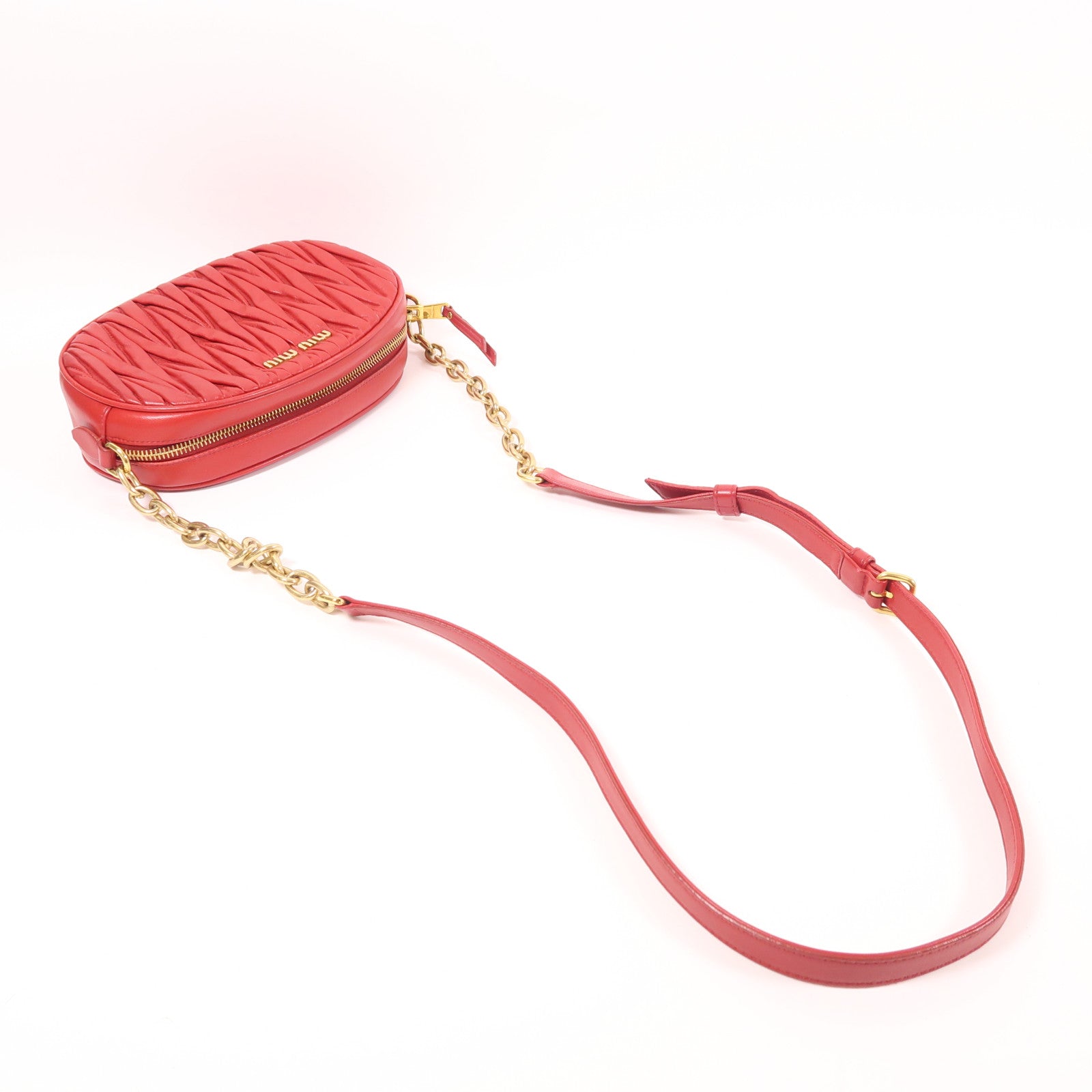 Miu Miu 牛皮皮革Shoulder Bag金扣鏈帶肩背袋