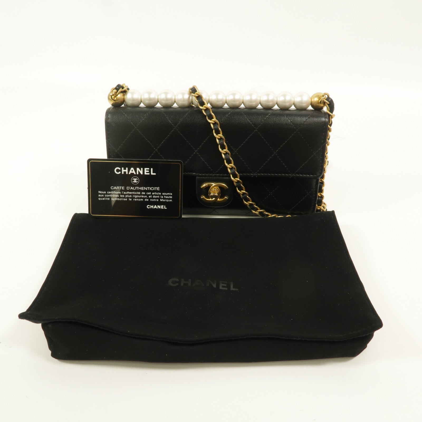 CHANEL 牛皮皮革Chic Pearls Wallet On Chain鏈帶肩背袋