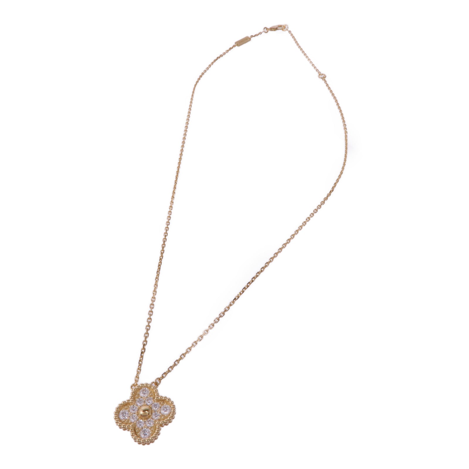 Van Cleef & Arpels 18K黃金Vintage Alhambra Diamond Pendant鑽石項鍊