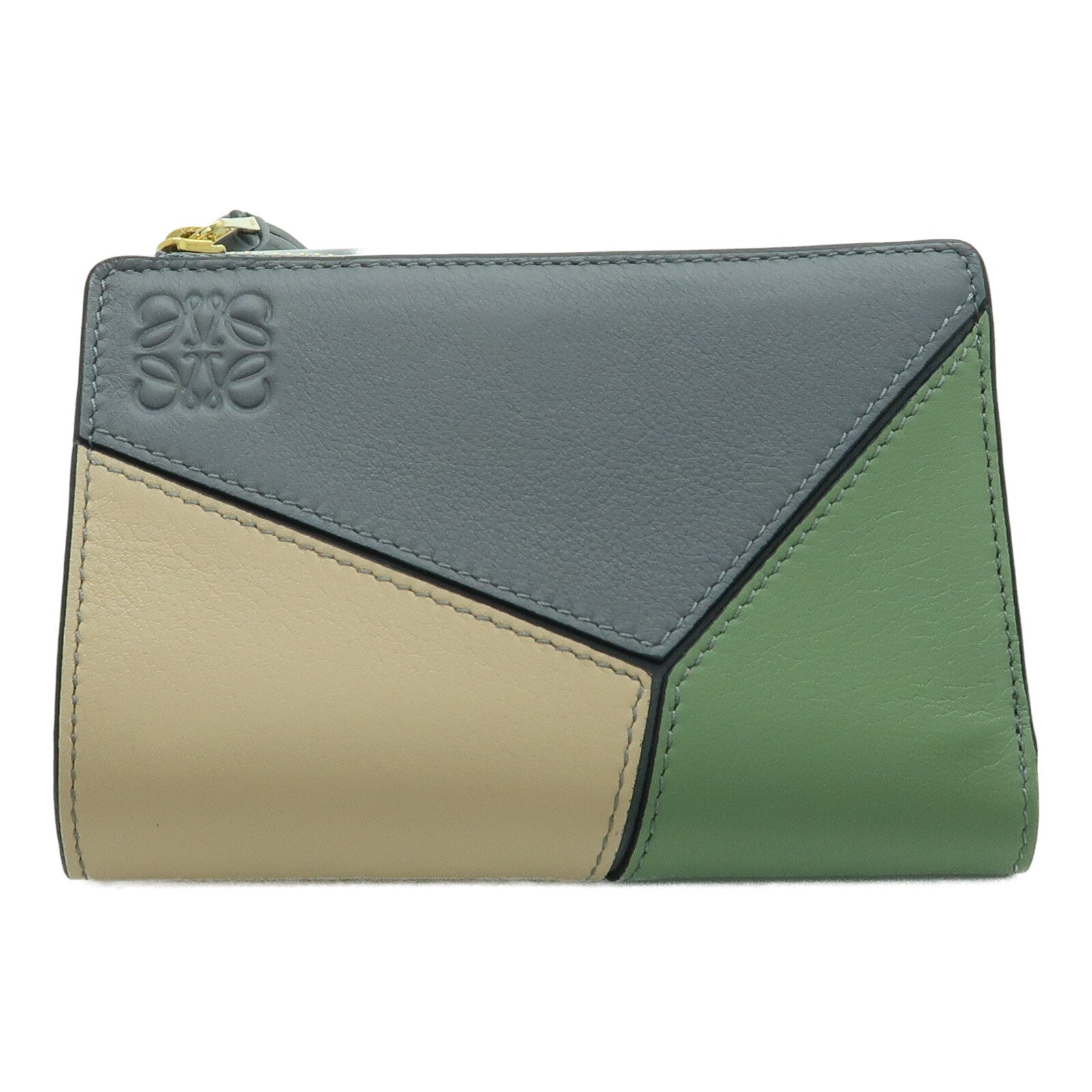 LOEWE 牛皮皮革Puzzle Slim金扣錢包