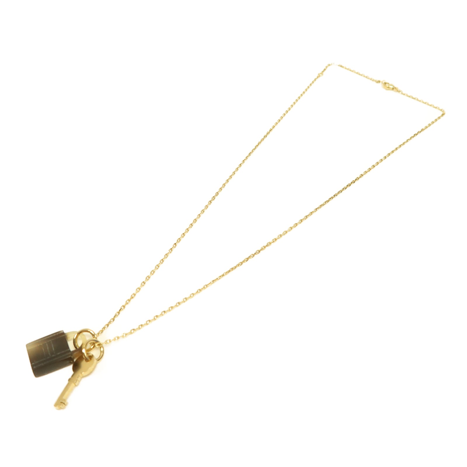 HERMES 水牛角/金屬Amulette Padlock Pendant金扣掛飾啡色