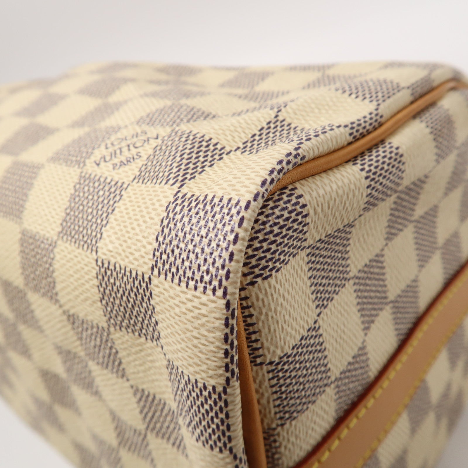LOUIS VUITTON Damier Azur Speedy Bandoulière 25金扣手挽肩背兩用袋白色