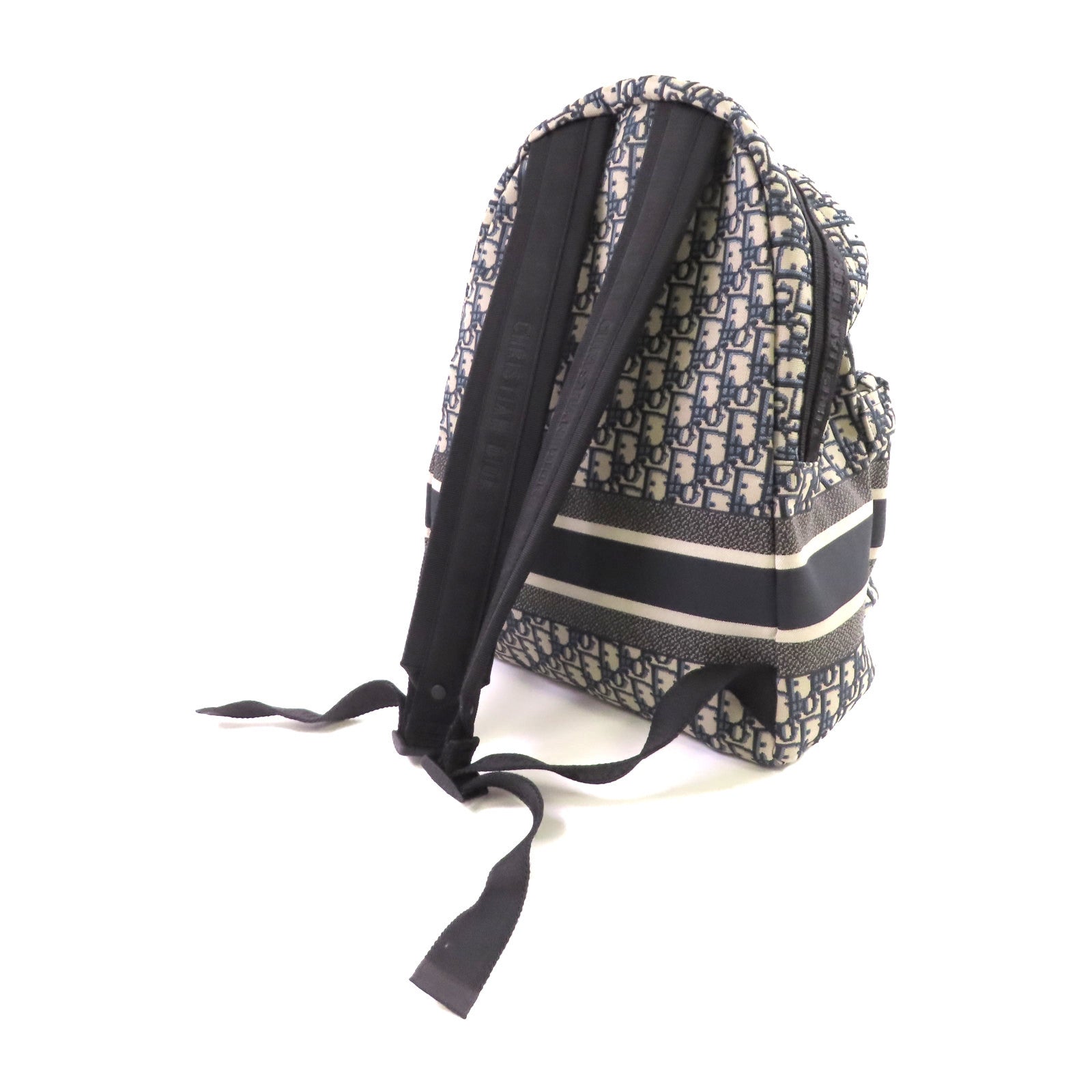Dior Oblique帆布Diortravel Backpack銀扣背包啡色/藍色