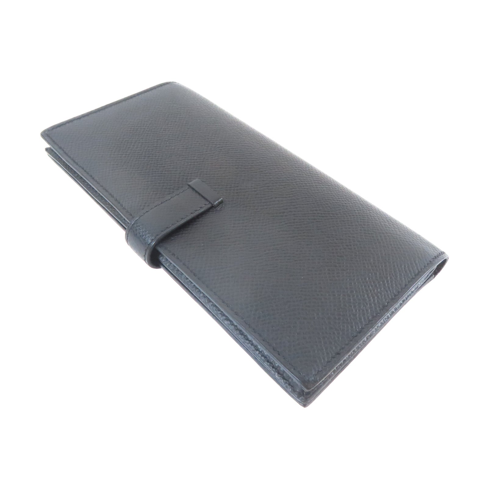 HERMES 【激減優惠】Epsom皮革Bearn Long Wallet銀扣長錢包黑色