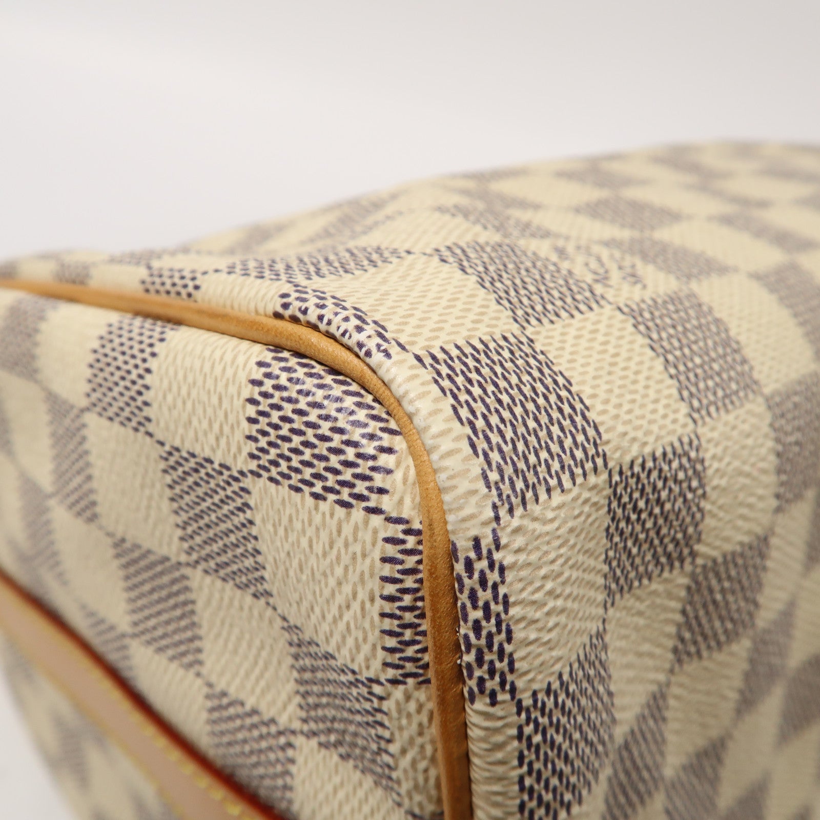 LOUIS VUITTON Damier Azur Speedy Bandoulière 25金扣手挽肩背兩用袋白色
