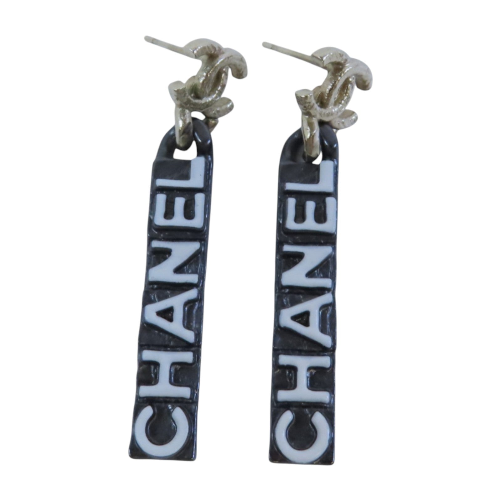CHANEL 金屬/PVC Earrings金扣耳環