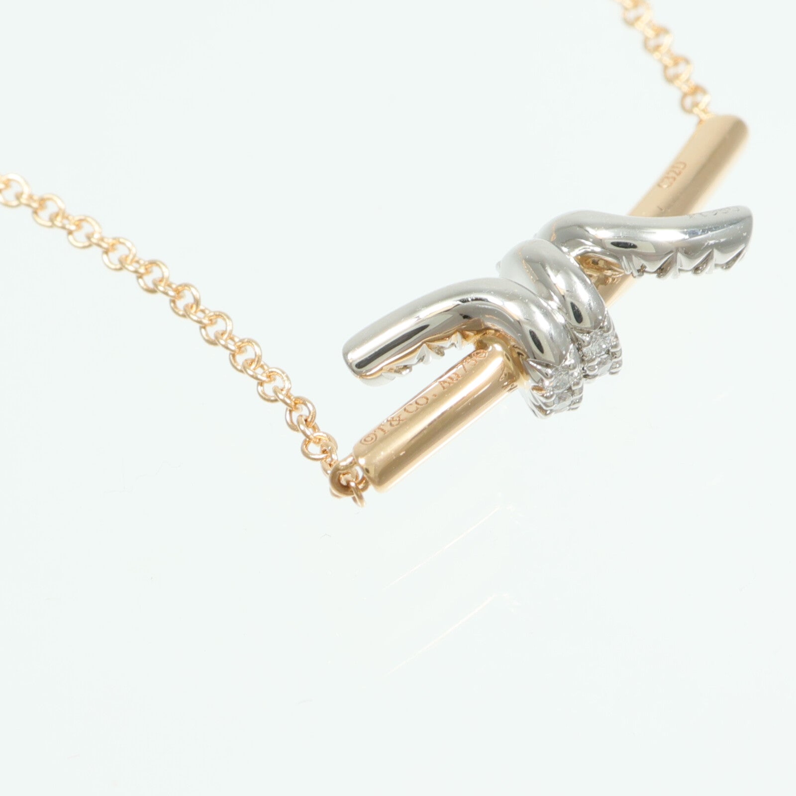 TIFFANY＆CO PT950鉑金/18K玫瑰金Knot Necklace項鍊