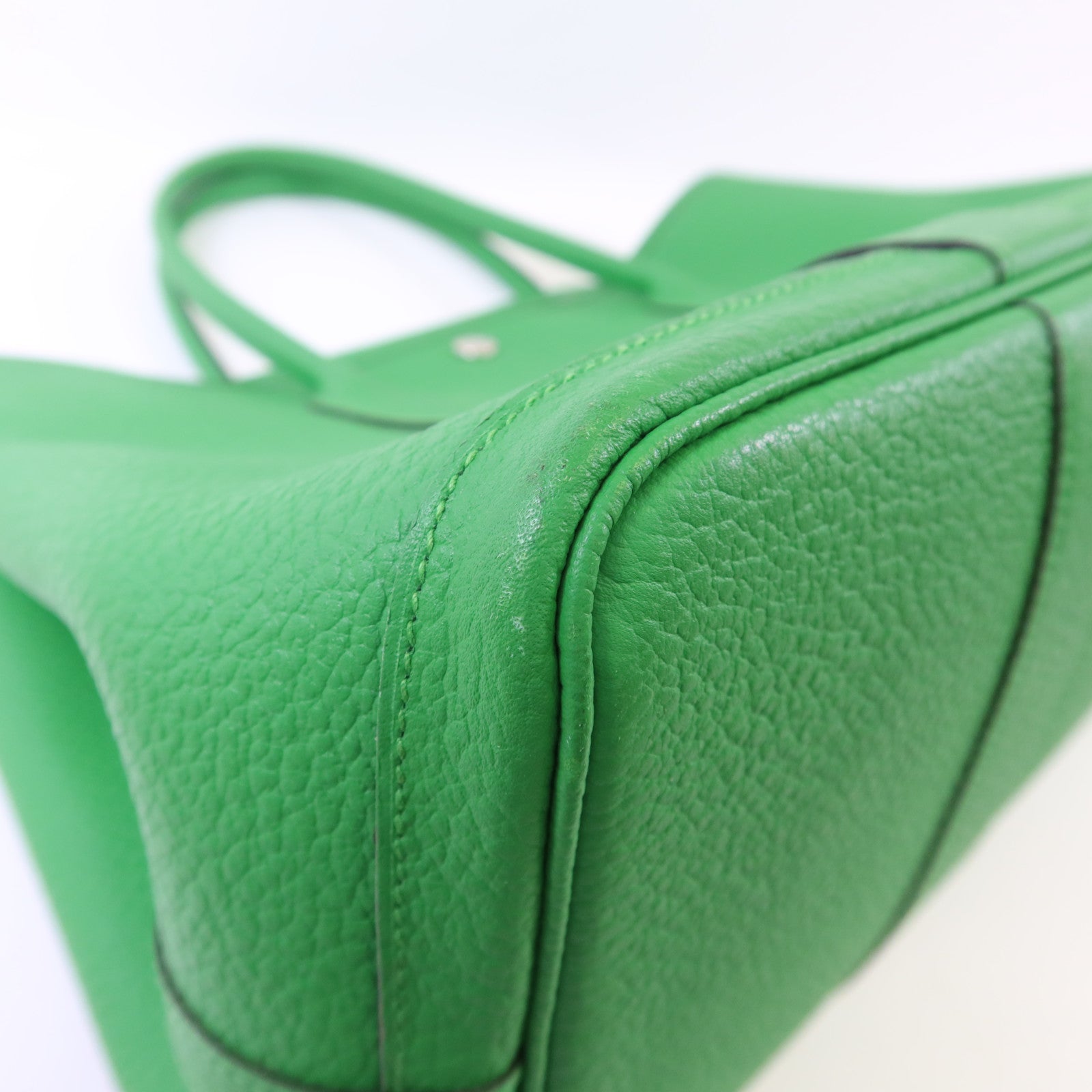 HERMES Negonda皮革Garden Party PM銀扣手挽袋Bambou