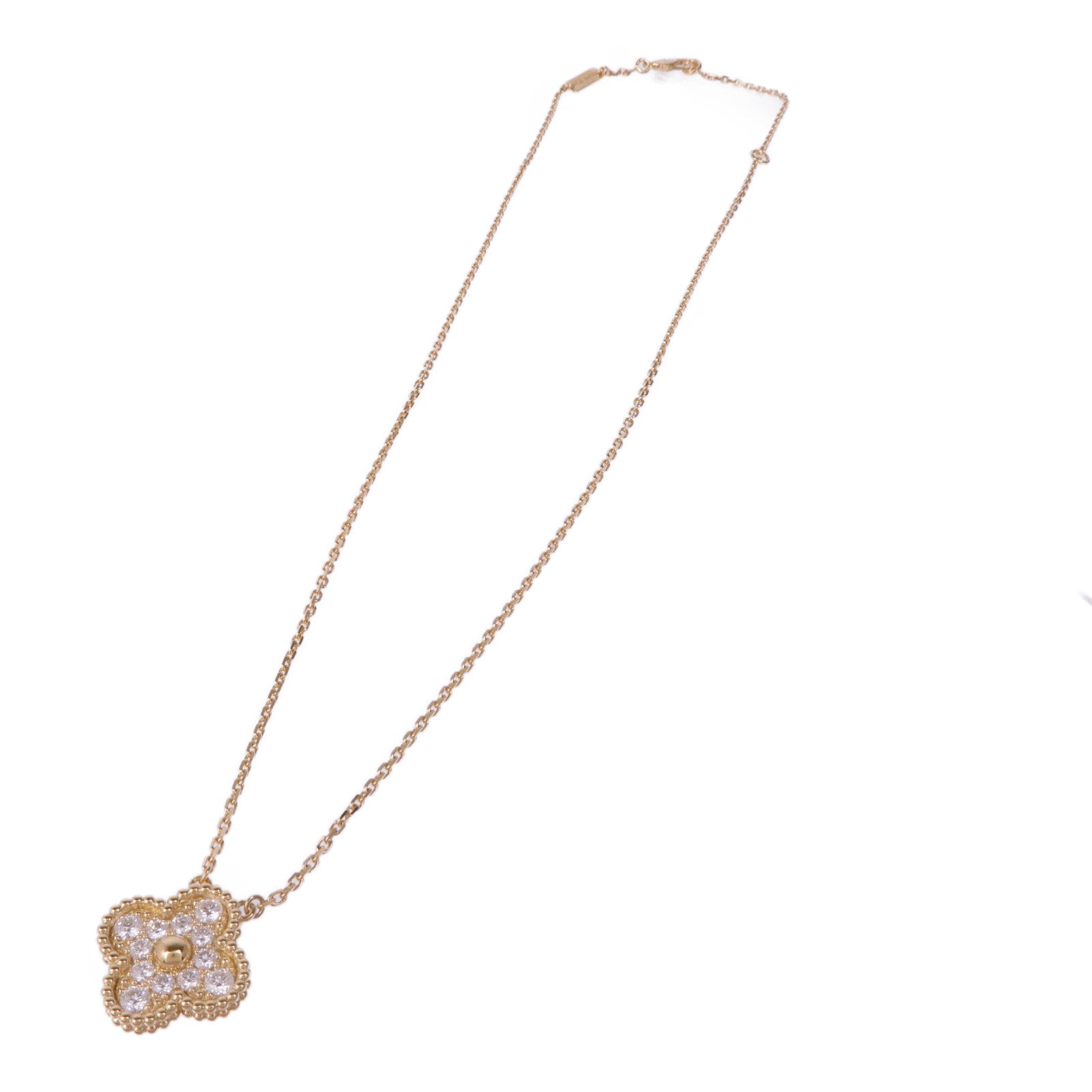 Van Cleef & Arpels 18K黃金Vintage Alhambra Diamond Pendant鑽石項鍊