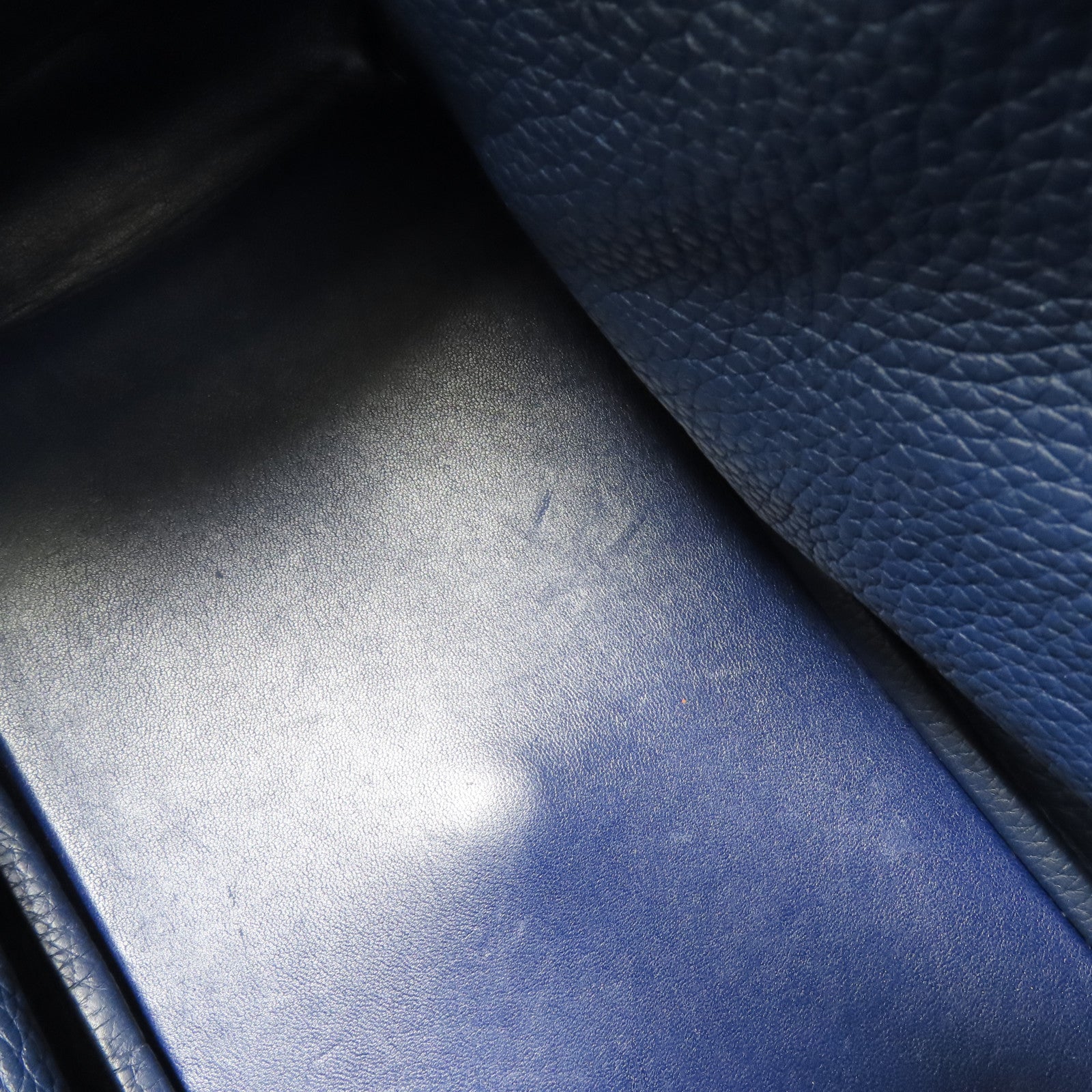 HERMES Clemence皮革Lindy 30銀扣肩背袋Bleu Izmir