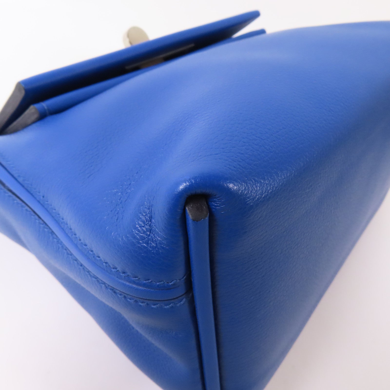 HERMES Evercolor皮革24/24 Mini銀扣肩背袋Bleu France