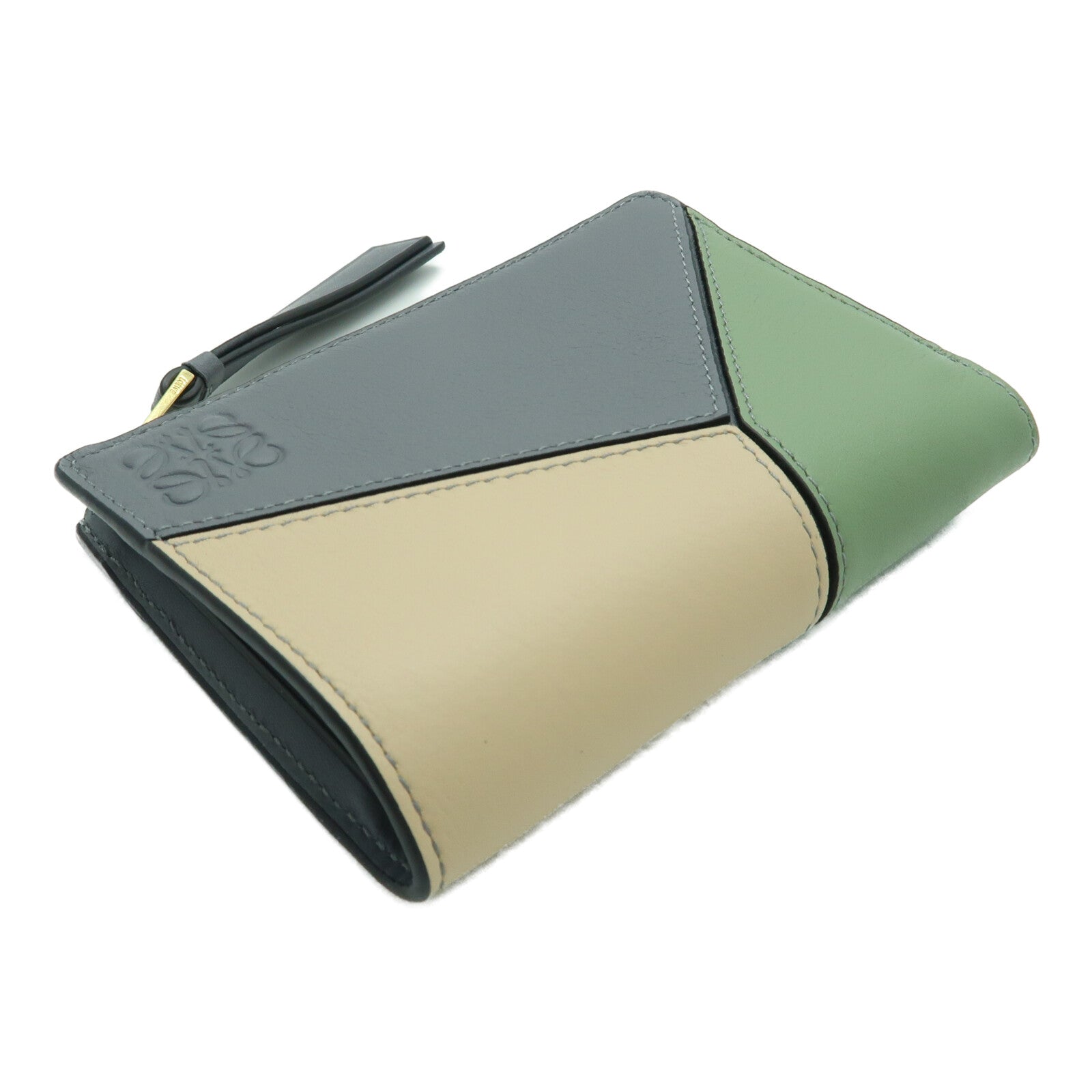 LOEWE 牛皮皮革Puzzle Slim金扣錢包