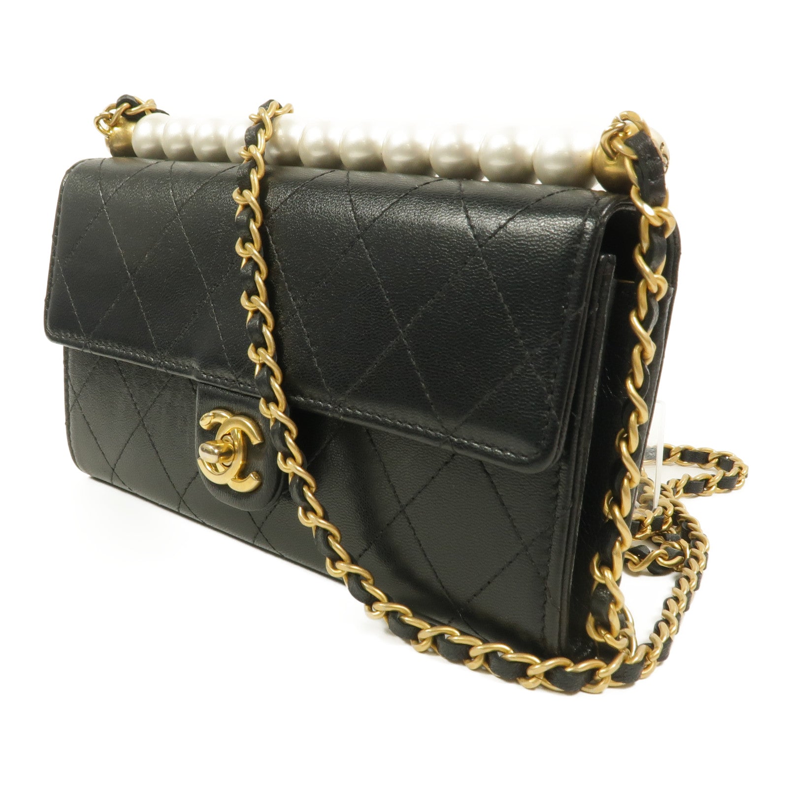 CHANEL 牛皮皮革Chic Pearls Wallet On Chain鏈帶肩背袋