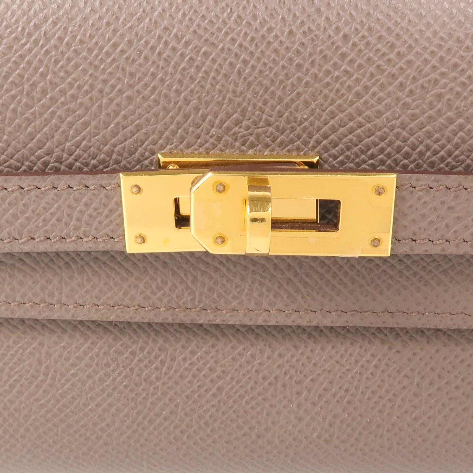 HERMES Epsom皮革Kelly Wallet金扣長錢包Etain
