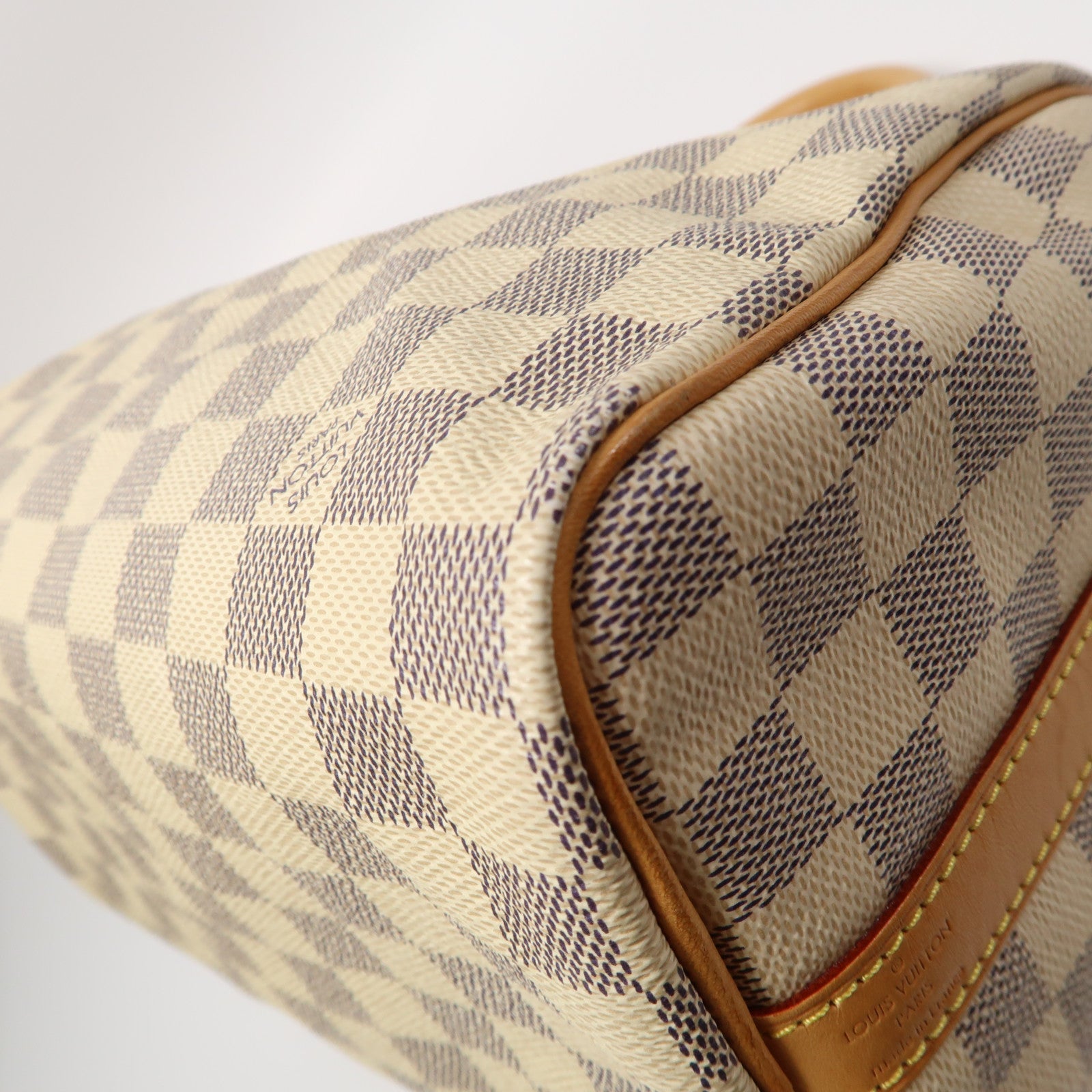 LOUIS VUITTON Damier Azur Speedy Bandoulière 25金扣手挽肩背兩用袋白色