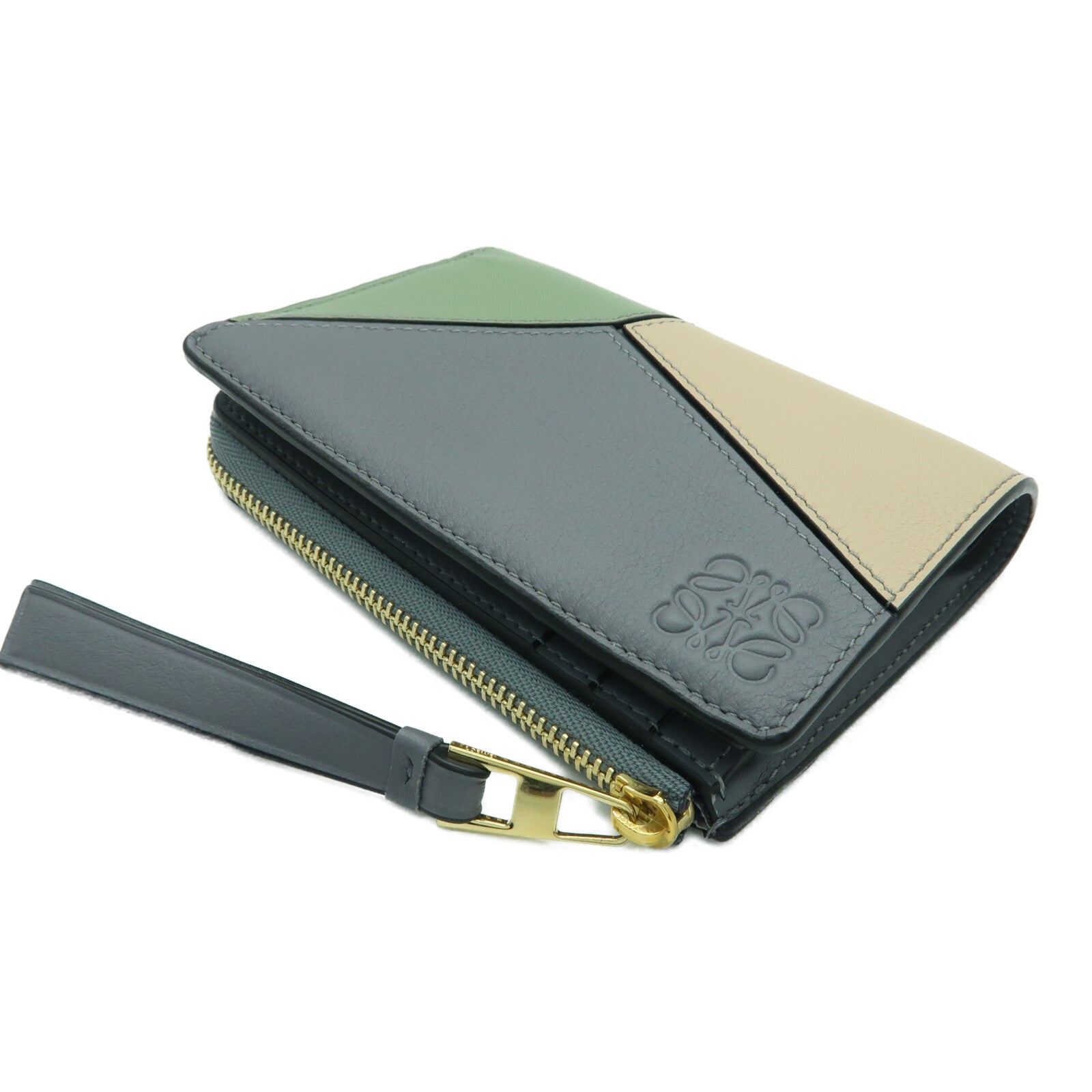 LOEWE 牛皮皮革Puzzle Slim金扣錢包