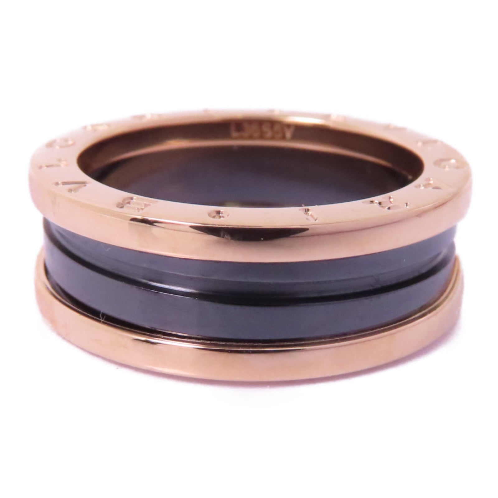 BVLGARI 18K玫瑰金/陶瓷B-zero1 Two Band Ring戒指US#8.25