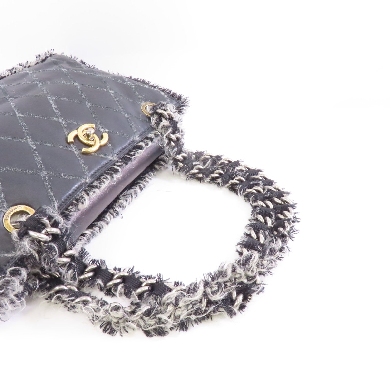CHANEL 【激減優惠】菱格牛皮皮革Chain Shoulder Bag銀扣鏈帶肩背袋黑色