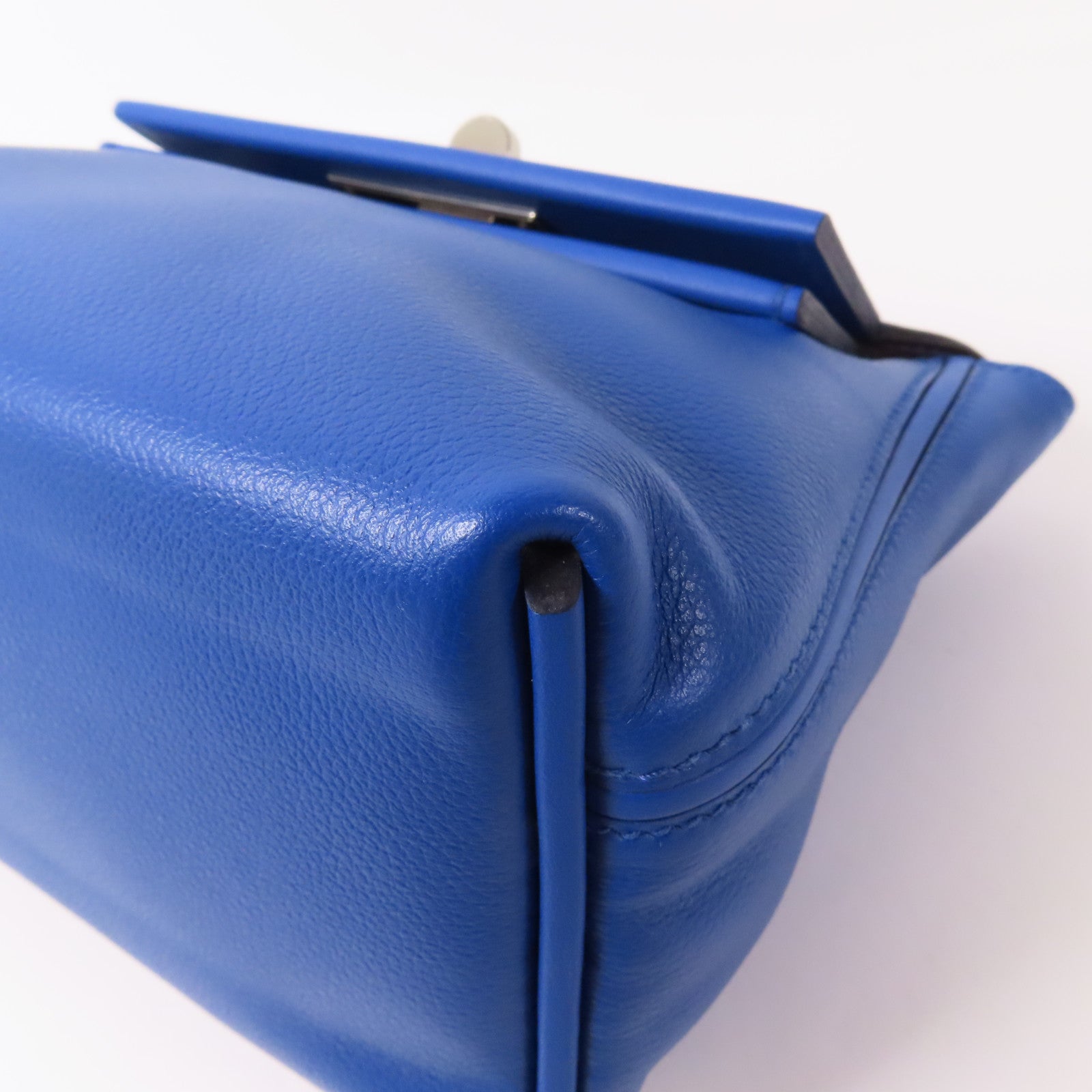 HERMES Evercolor皮革24/24 Mini銀扣肩背袋Bleu France