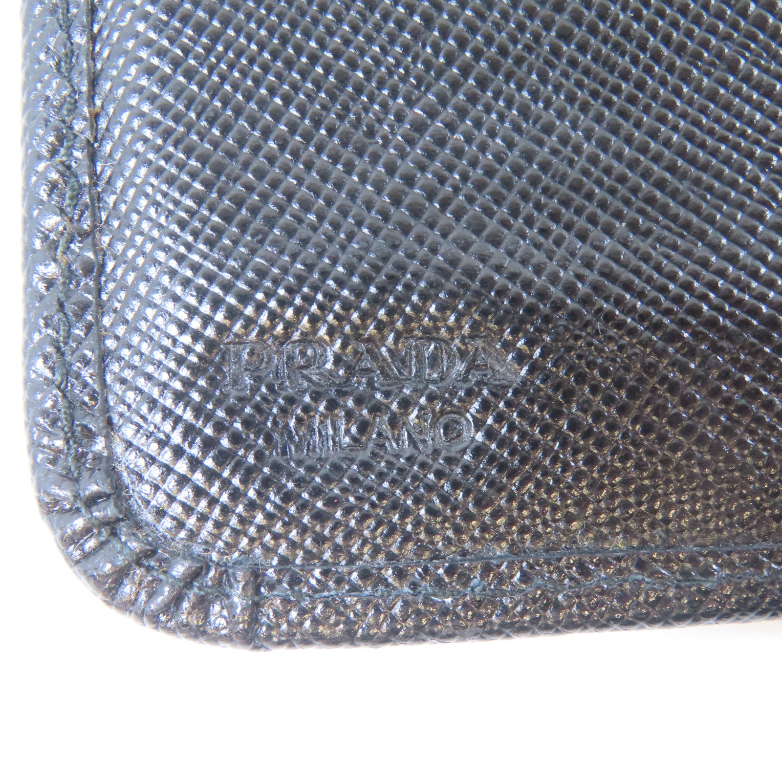 PRADA Saffiano皮革Long Wallet金扣長錢包黑色