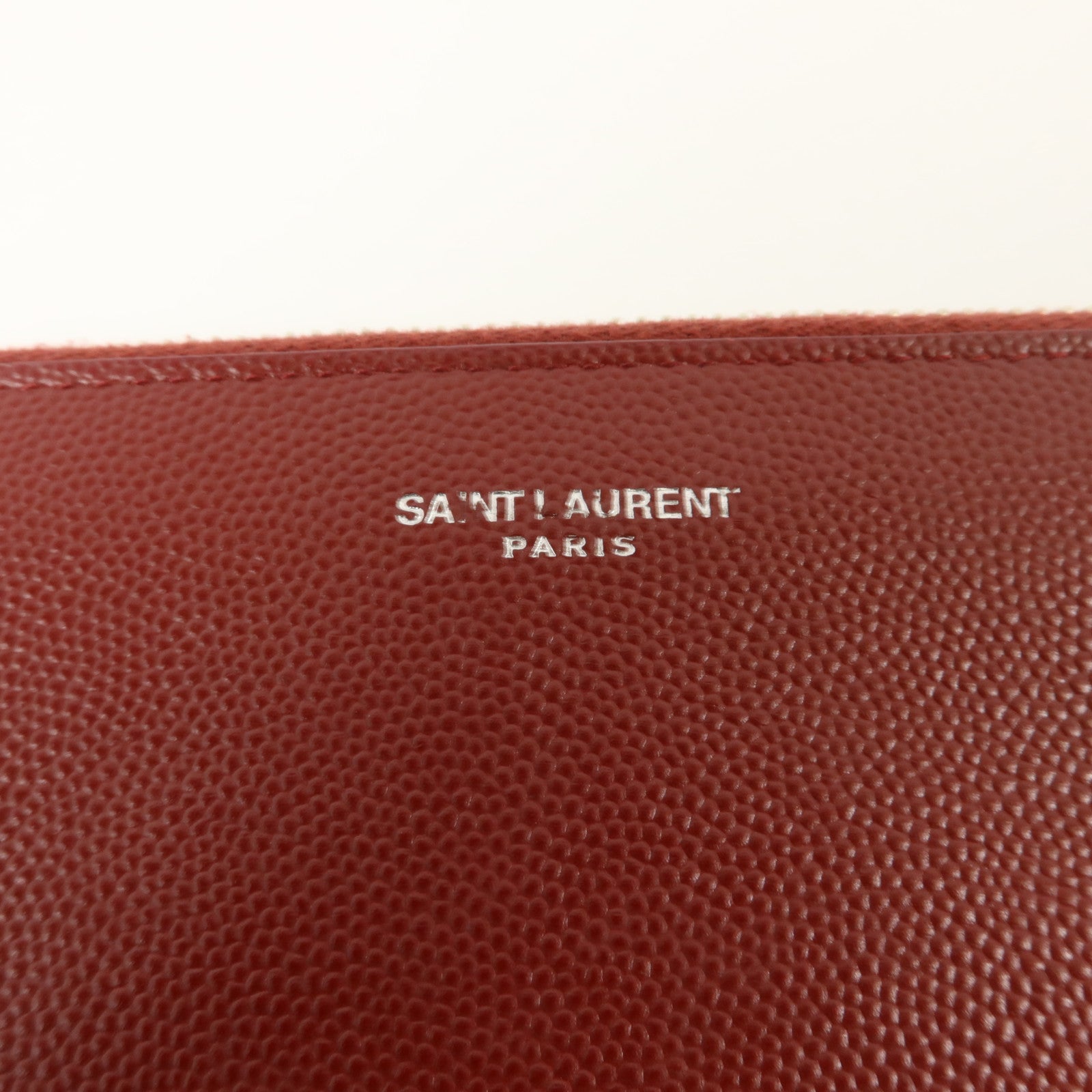 SAINT LAURENT 牛皮皮革Pouch銀扣手拿包